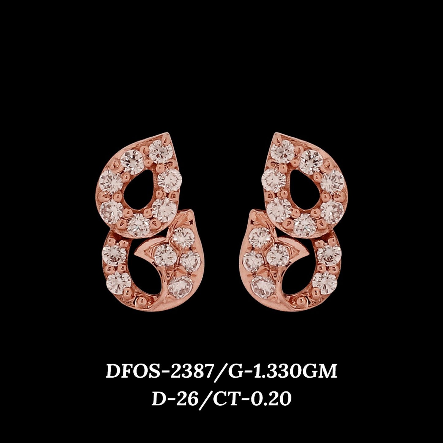 Diamond EARRING With 1.33 Gms of 18 Kt Gold and 0.2 Cts of Certified Natural Diamonds Code: MJ26ER439