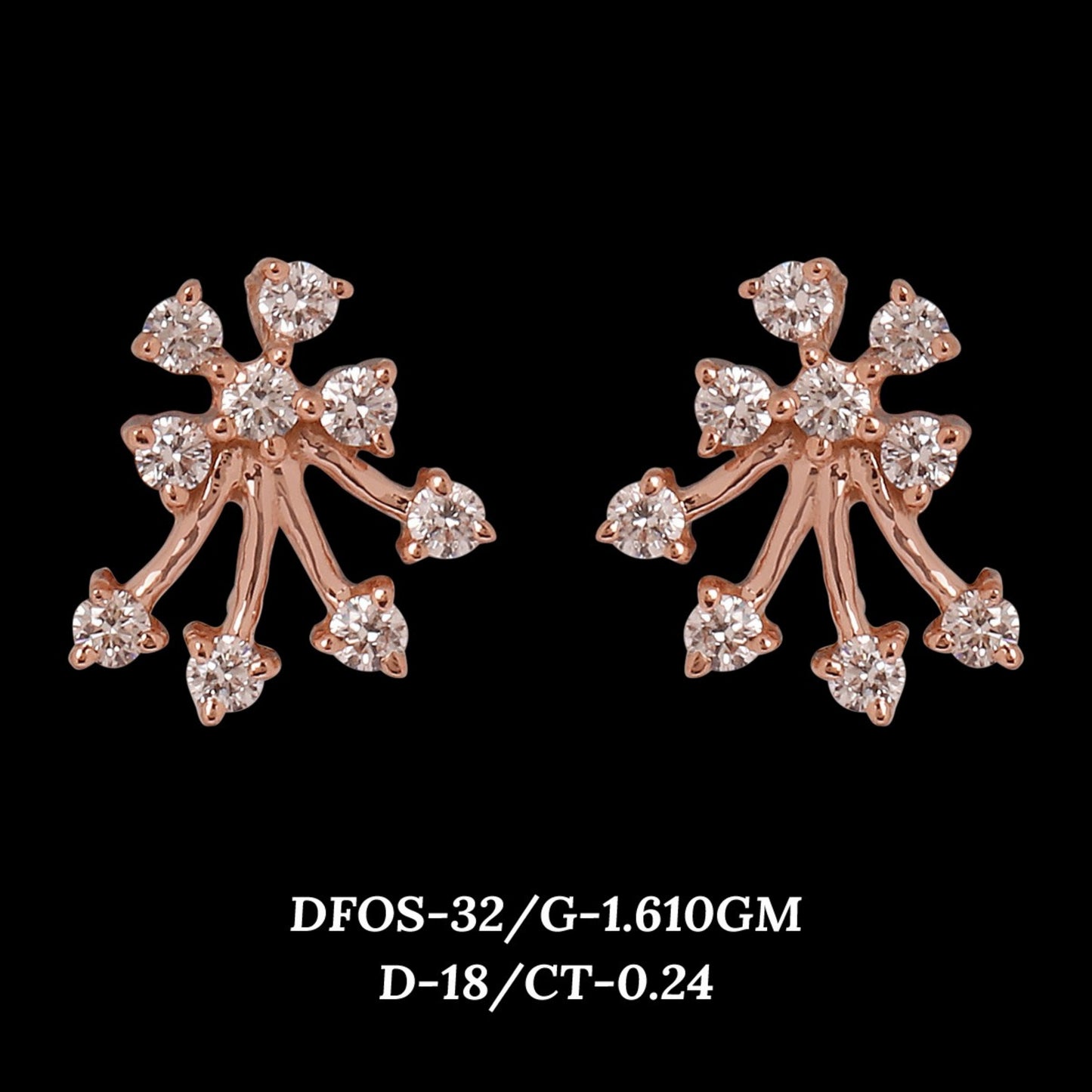 Diamond EARRING With 1.61 Gms of 18 Kt Gold and 0.24 Cts of Certified Natural Diamonds Code: MJ26ER499
