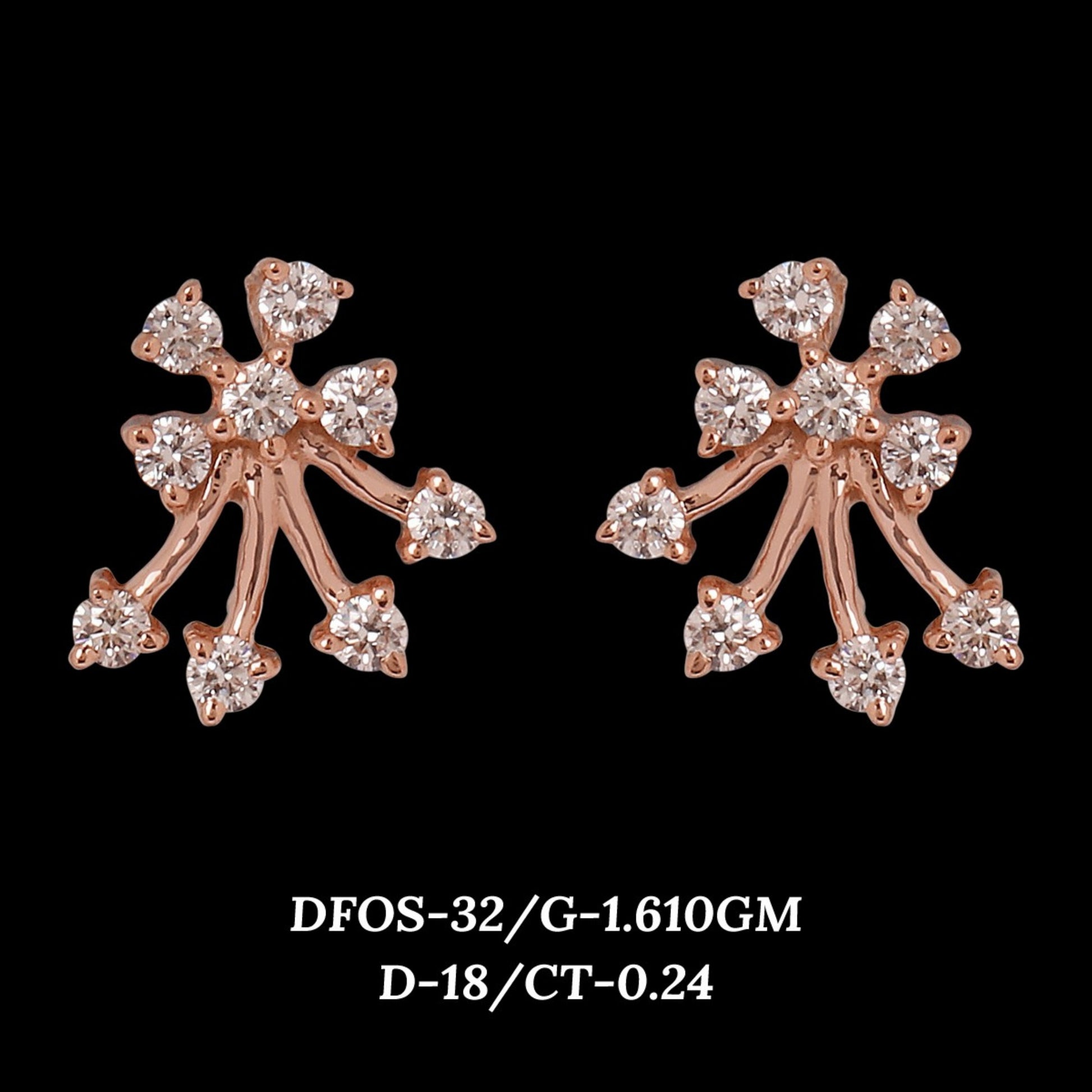 Diamond EARRING With 1.61 Gms of 18 Kt Gold and 0.24 Cts of Certified Natural Diamonds Code: MJ26ER499