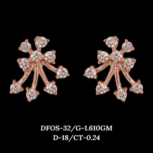 Diamond EARRING With 1.61 Gms of 18 Kt Gold and 0.24 Cts of Certified Natural Diamonds Code: MJ26ER499