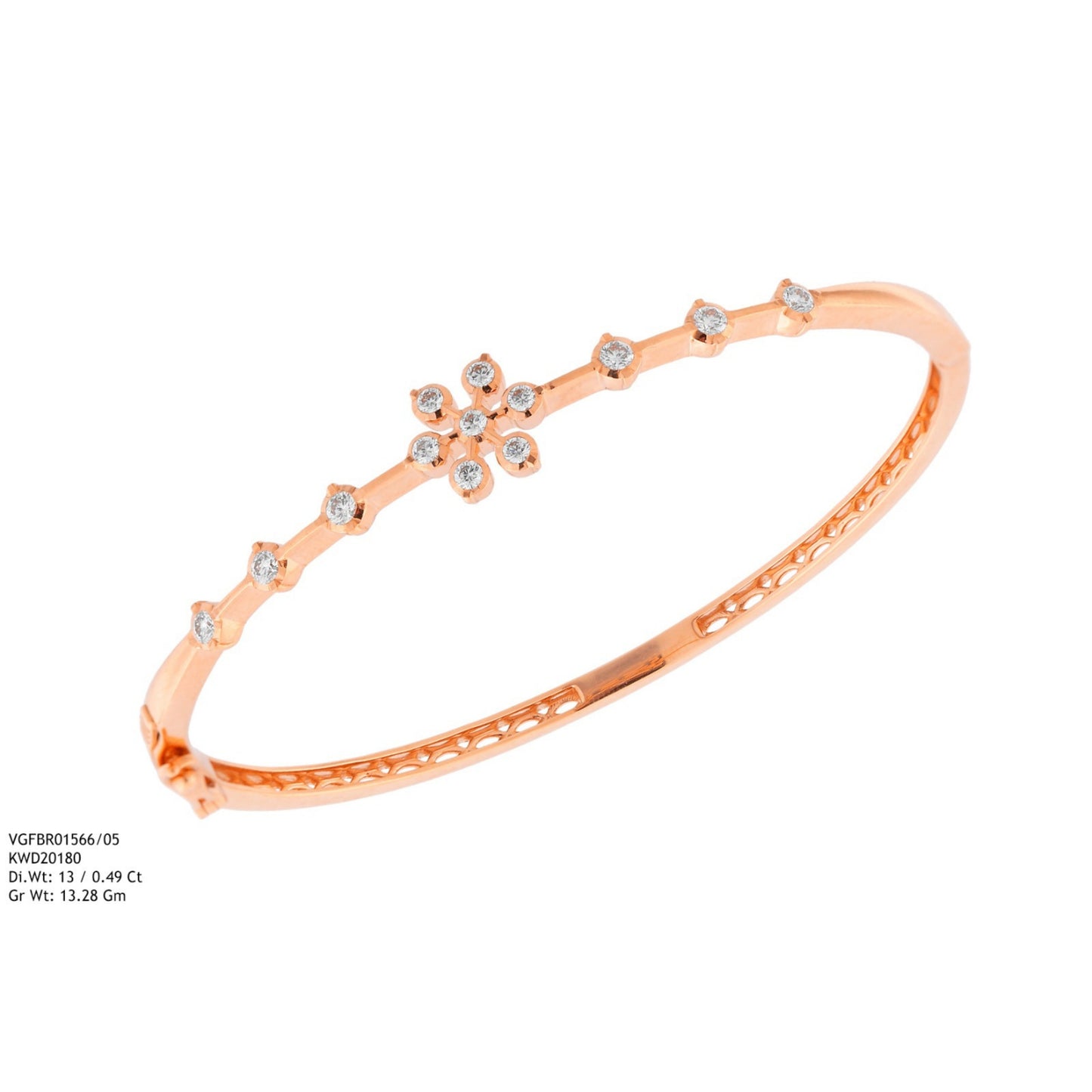 Diamond BANGLE With 13.28 Gms of 18 Kt Gold and 0.49 Cts of Certified Natural Diamonds Code: MJ26BG662