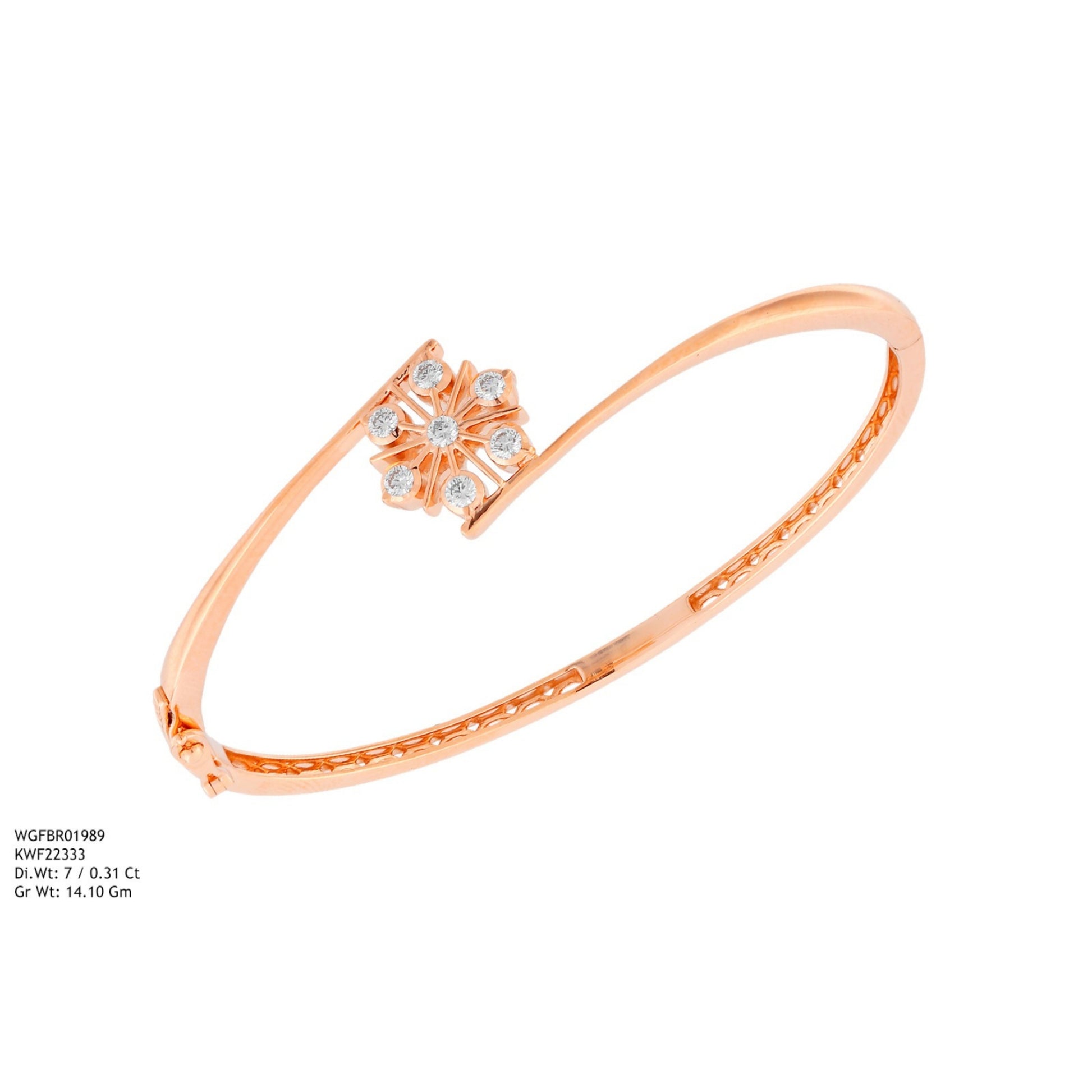 Diamond BANGLE With 14.1 Gms of 18 Kt Gold and 0.31 Cts of Certified Natural Diamonds Code: MJ26BG691
