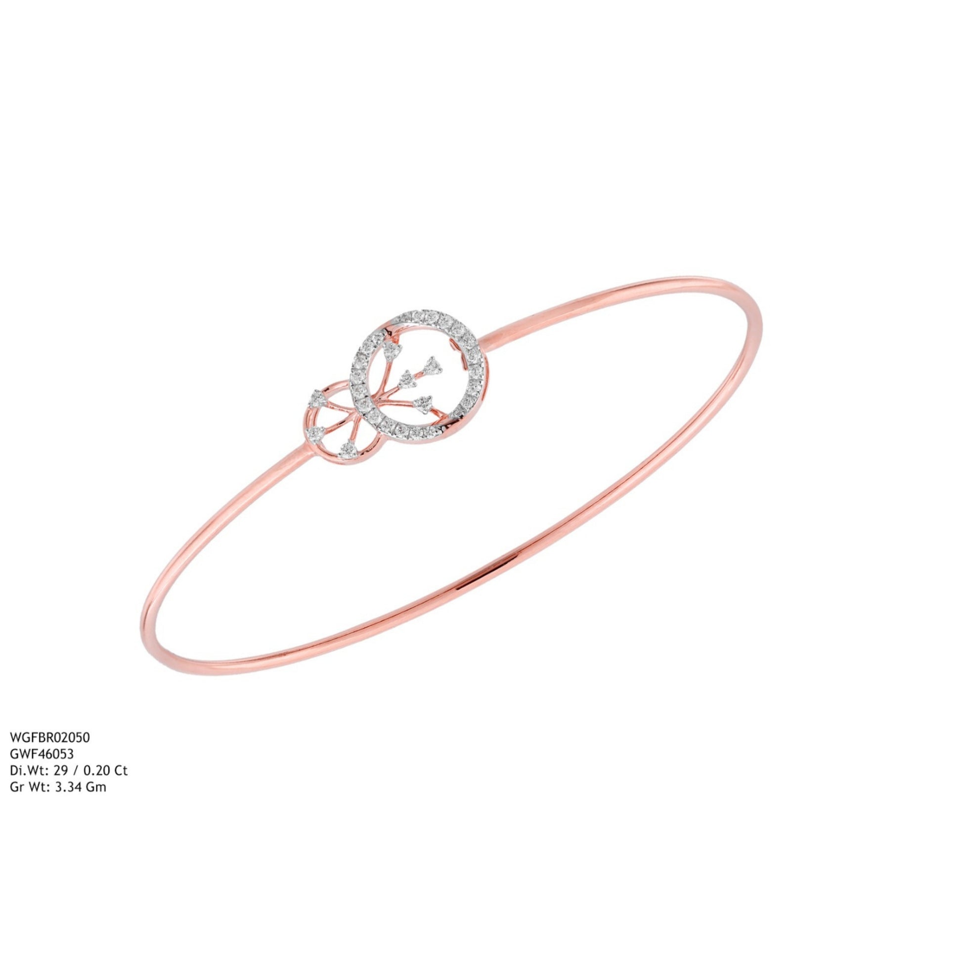 Diamond BANGLE With 3.34 Gms of 18 Kt Gold and 0.2 Cts of Certified Natural Diamonds Code: MJ26BG697