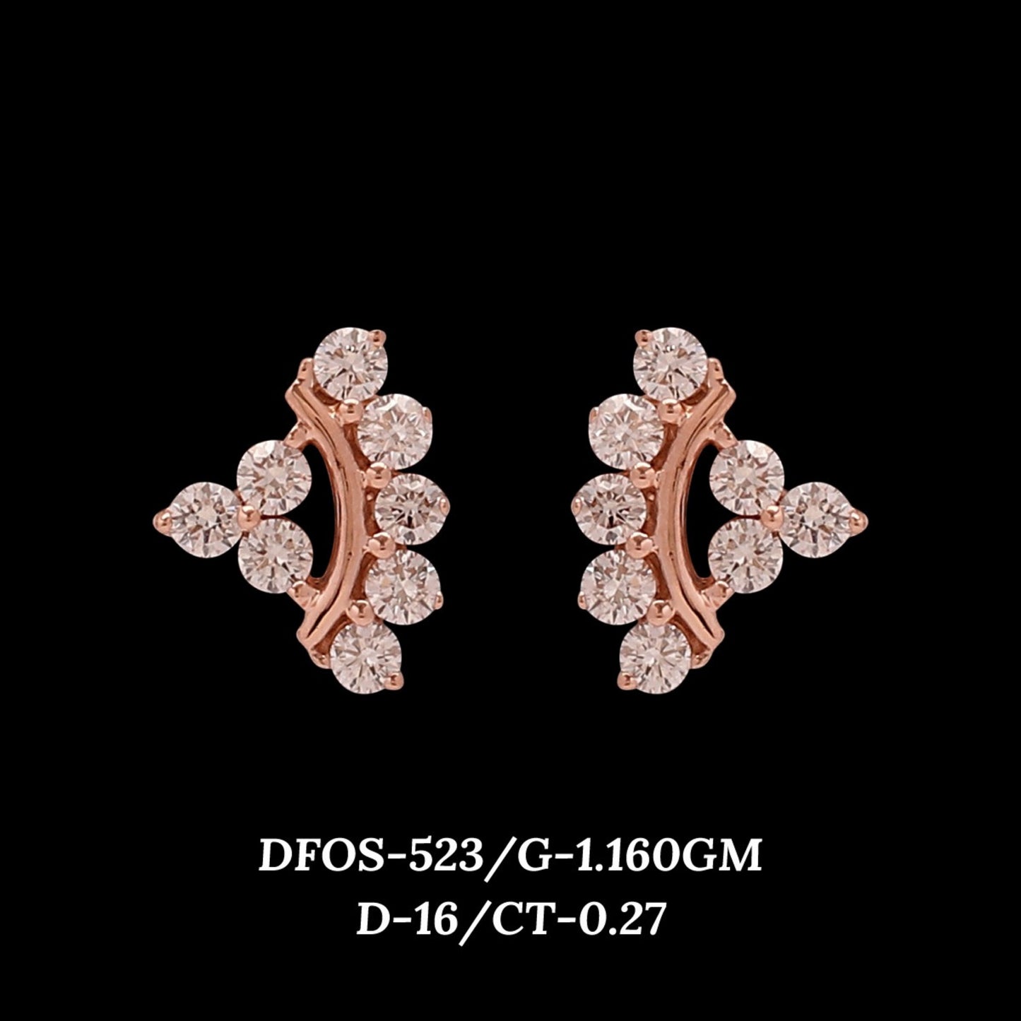 Diamond EARRING With 1.16 Gms of 18 Kt Gold and 0.27 Cts of Certified Natural Diamonds Code: MJ26ER542