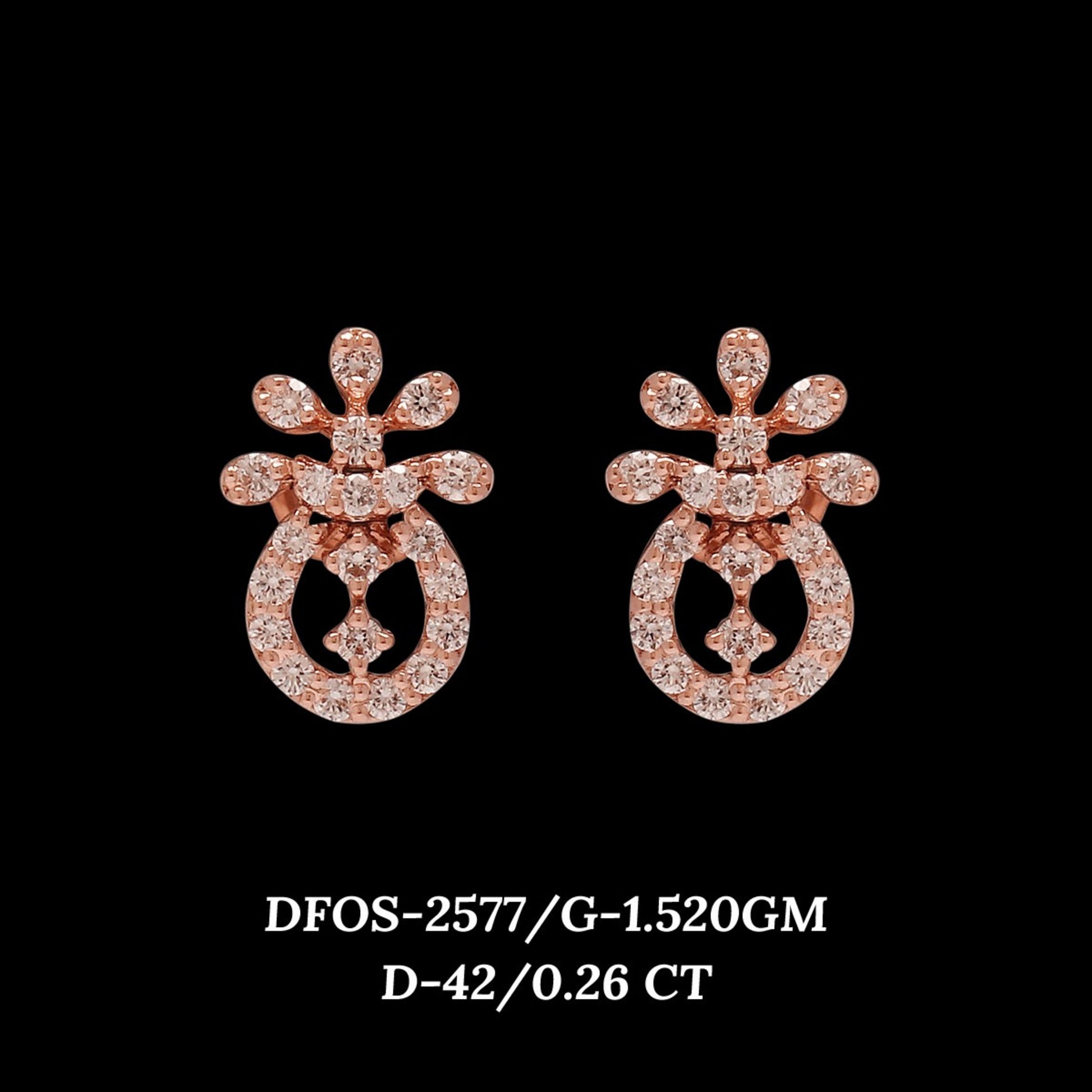 Diamond EARRING With 1.52 Gms of 18 Kt Gold and 0.26 Cts of Certified Natural Diamonds Code: MJ26ER494