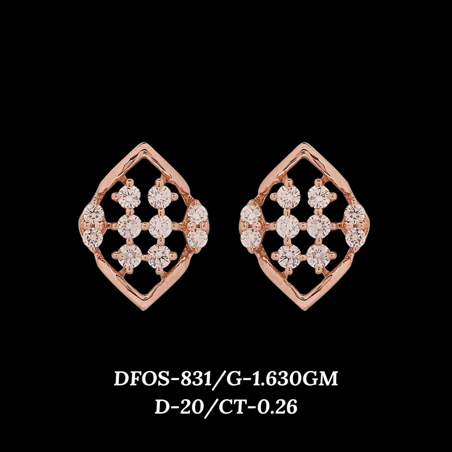 Diamond EARRING With 1.63 Gms of 18 Kt Gold and 0.26 Cts of Certified Natural Diamonds Code: MJ26ER604