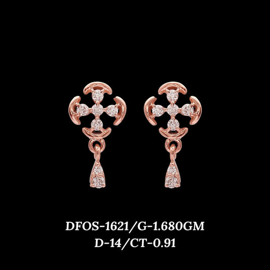 Diamond EARRING With 1.68 Gms of 18 Kt Gold and 0.91 Cts of Certified Natural Diamonds Code: MJ26ER216