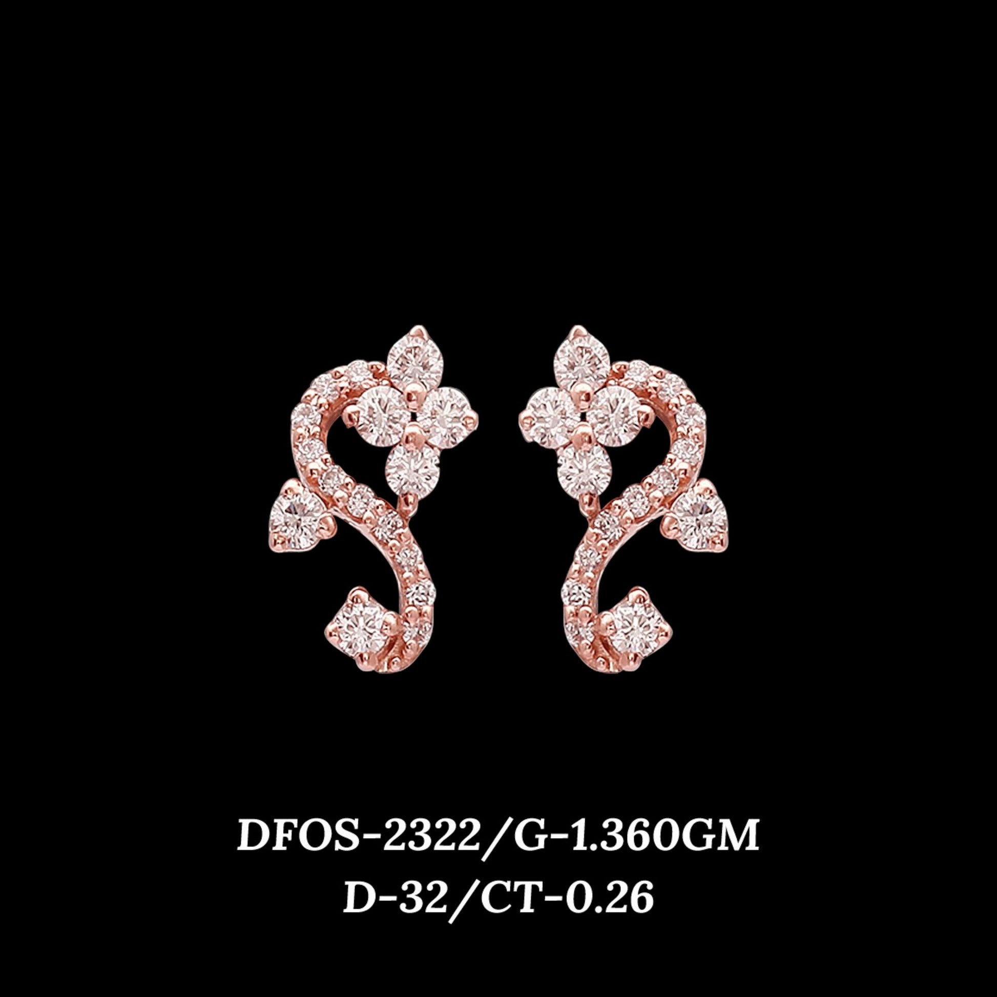 Diamond EARRING With 1.36 Gms of 18 Kt Gold and 0.26 Cts of Certified Natural Diamonds Code: MJ26ER410