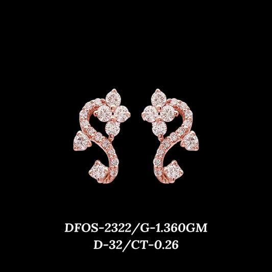 Diamond EARRING With 1.36 Gms of 18 Kt Gold and 0.26 Cts of Certified Natural Diamonds Code: MJ26ER410
