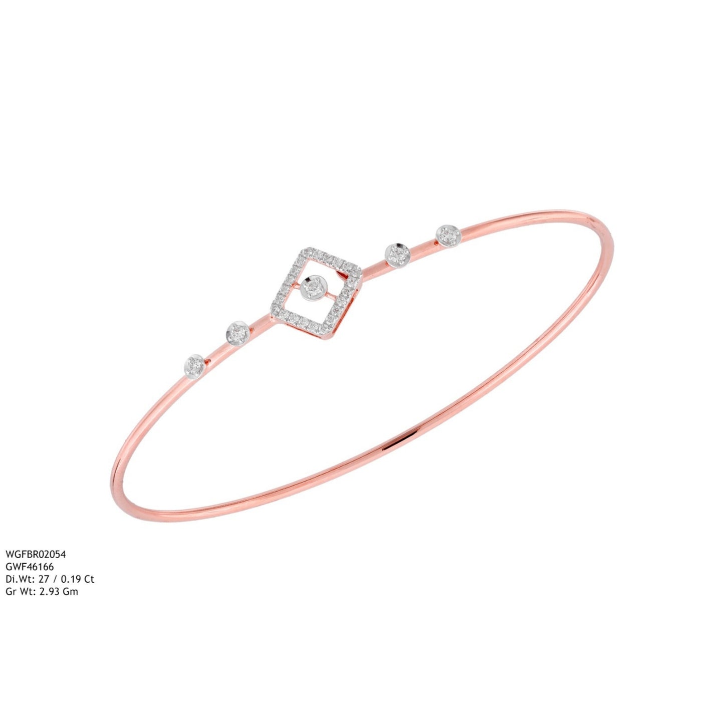 Diamond BANGLE With 2.93 Gms of 18 Kt Gold and 0.19 Cts of Certified Natural Diamonds Code: MJ26BG701