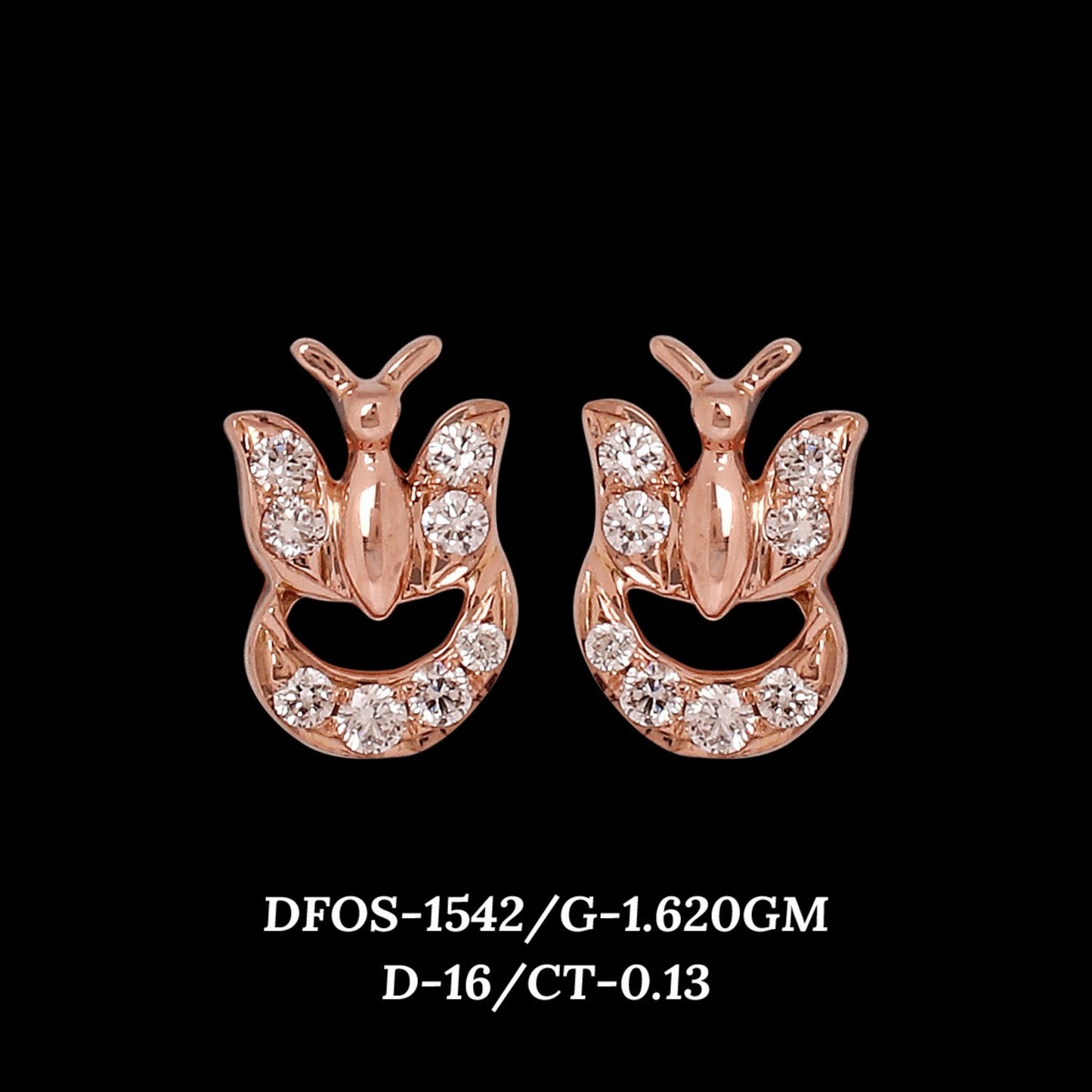 Diamond EARRING With 1.62 Gms of 18 Kt Gold and 0.13 Cts of Certified Natural Diamonds Code: MJ26ER210