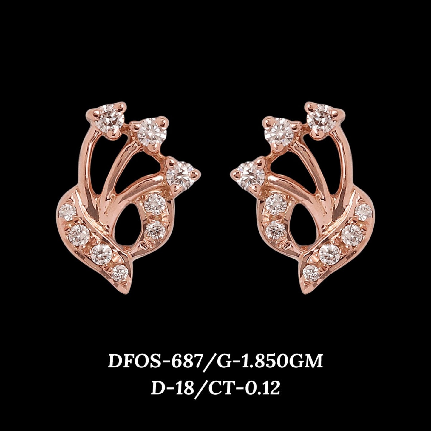 Diamond EARRING With 1.85 Gms of 18 Kt Gold and 0.12 Cts of Certified Natural Diamonds Code: MJ26ER565