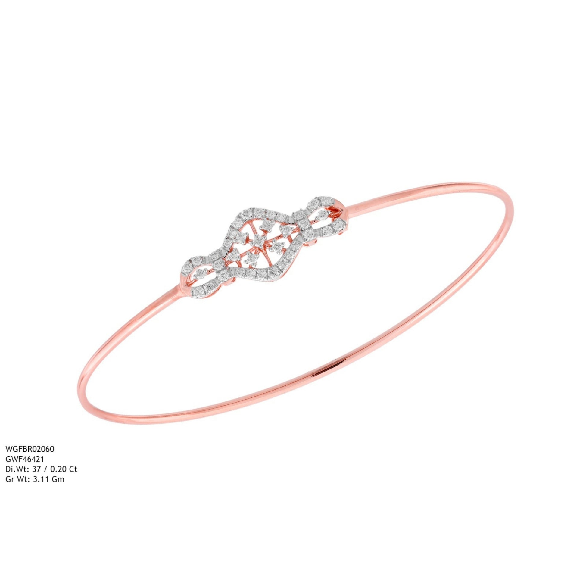 Diamond BANGLE With 3.11 Gms of 18 Kt Gold and 0.2 Cts of Certified Natural Diamonds Code: MJ26BG706