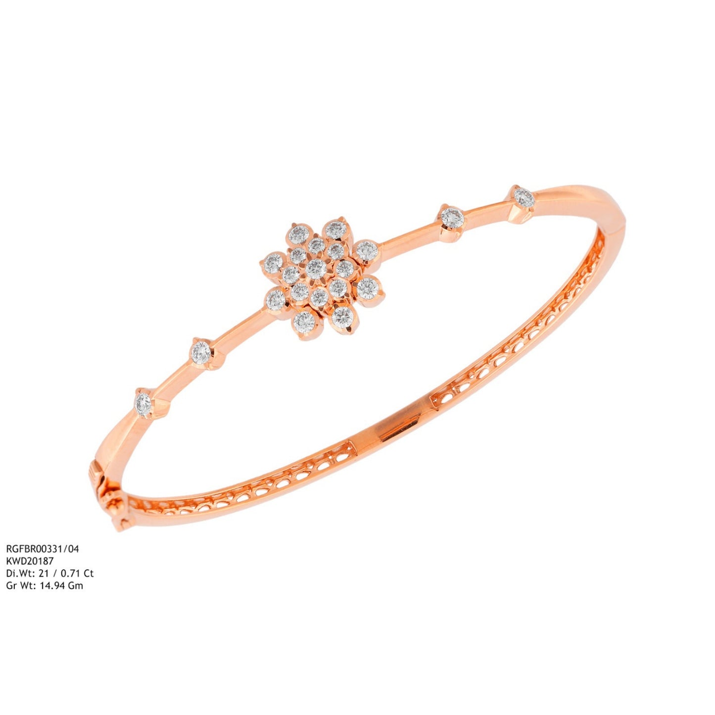 Diamond BANGLE With 14.94 Gms of 18 Kt Gold and 0.71 Cts of Certified Natural Diamonds Code: MJ26BG728