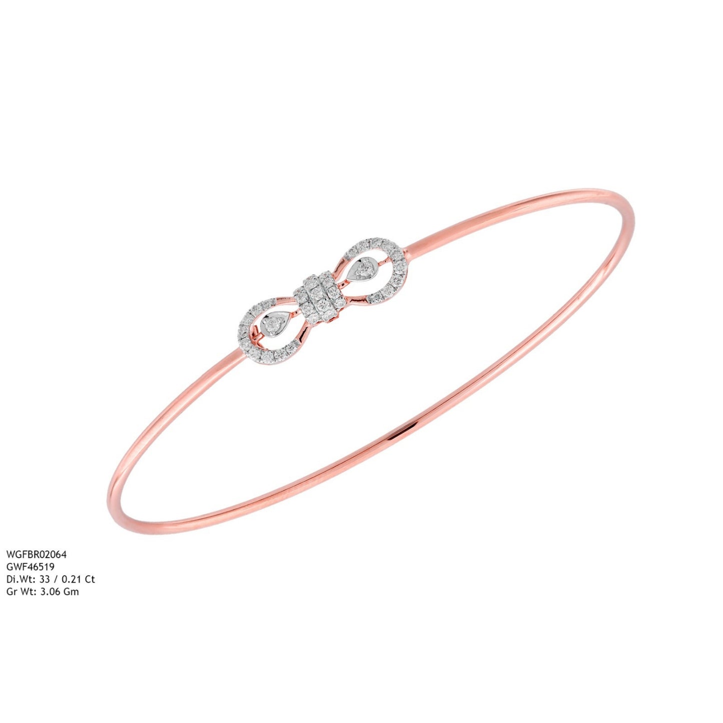 Diamond BANGLE With 3.06 Gms of 18 Kt Gold and 0.21 Cts of Certified Natural Diamonds Code: MJ26BG710