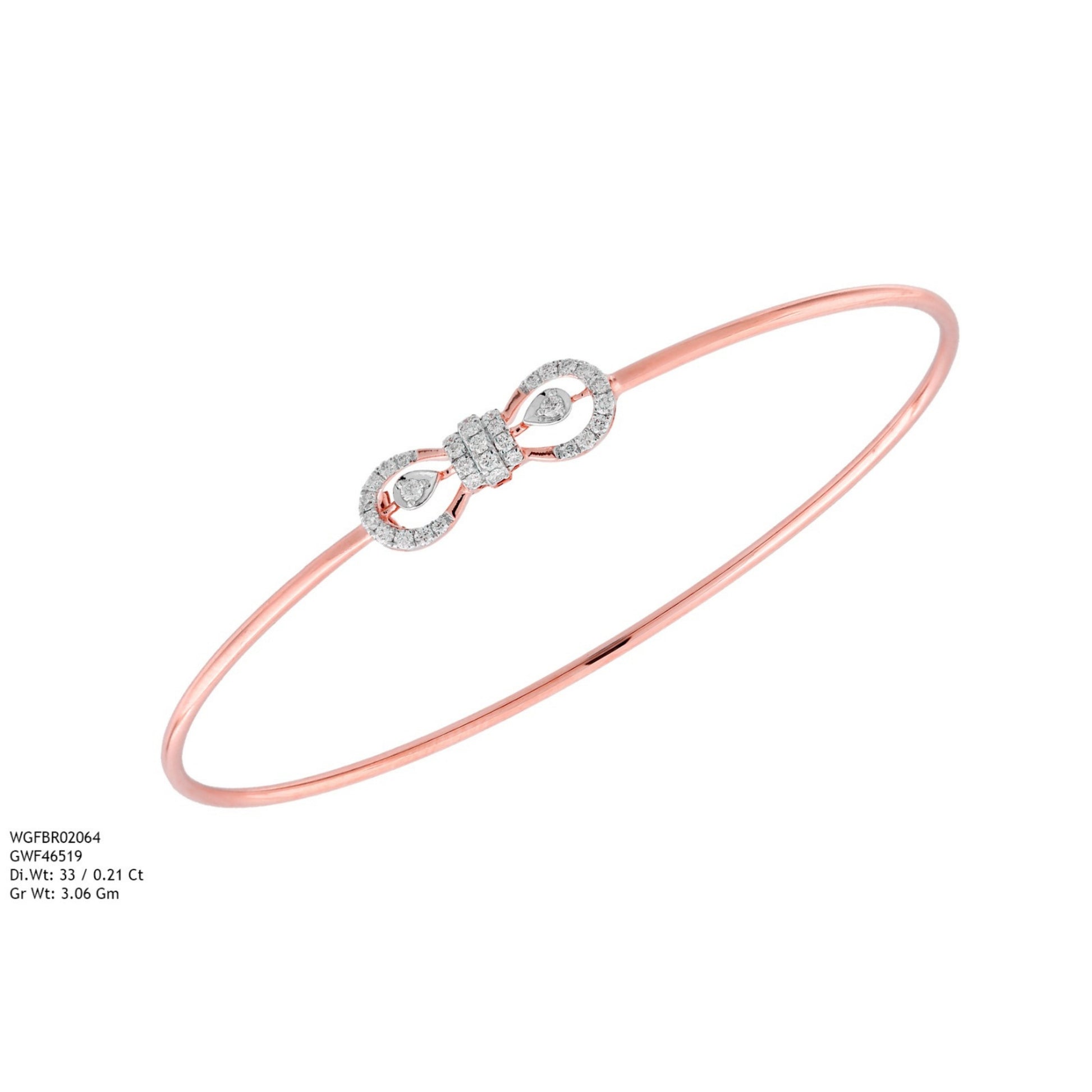 Diamond BANGLE With 3.06 Gms of 18 Kt Gold and 0.21 Cts of Certified Natural Diamonds Code: MJ26BG710