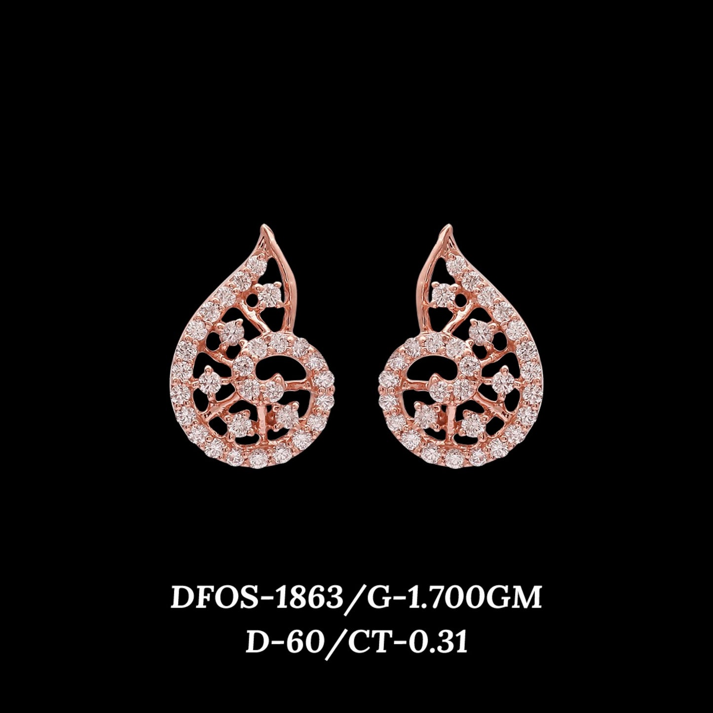 Diamond EARRING With 1.7 Gms of 18 Kt Gold and 0.31 Cts of Certified Natural Diamonds Code: MJ26ER296