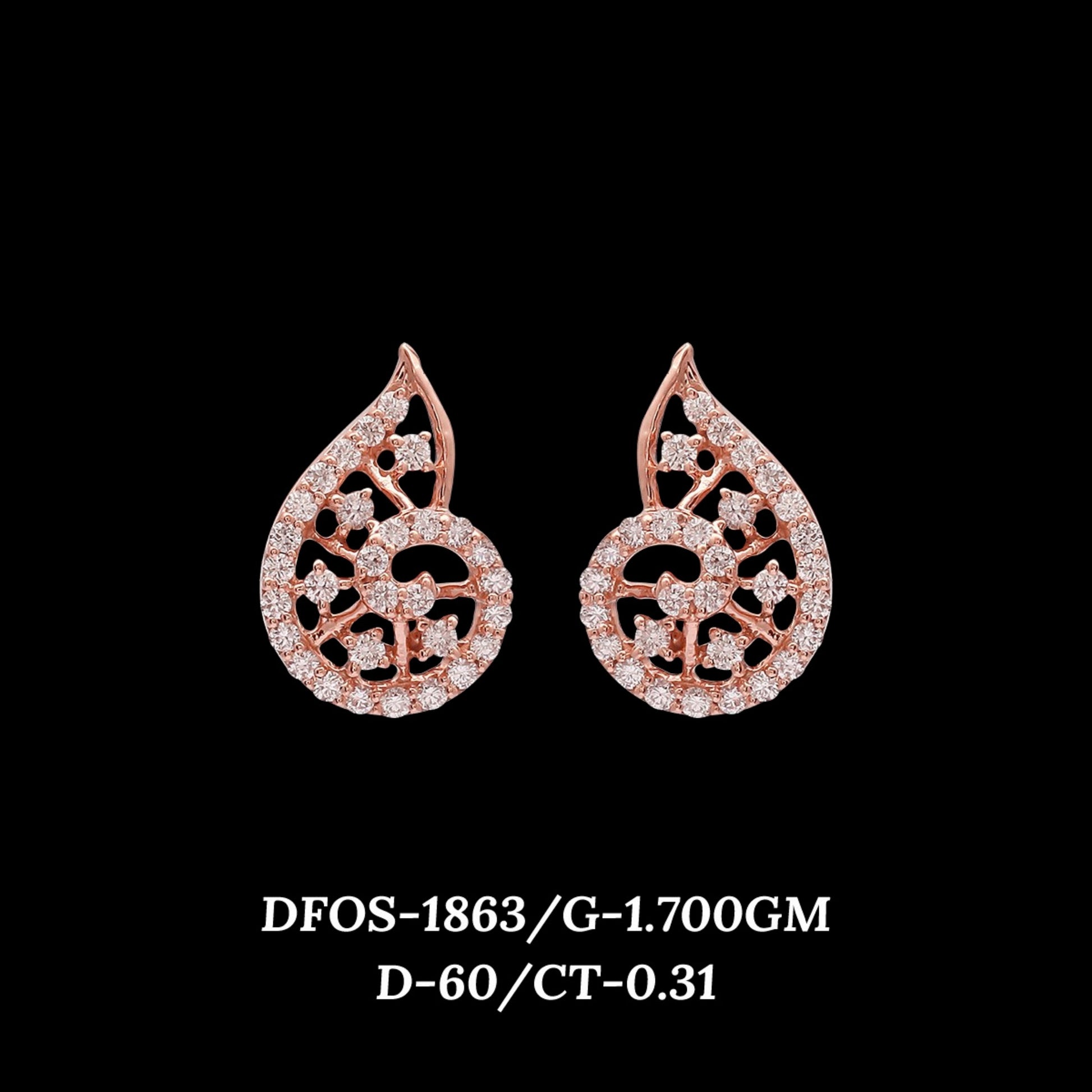 Diamond EARRING With 1.7 Gms of 18 Kt Gold and 0.31 Cts of Certified Natural Diamonds Code: MJ26ER296