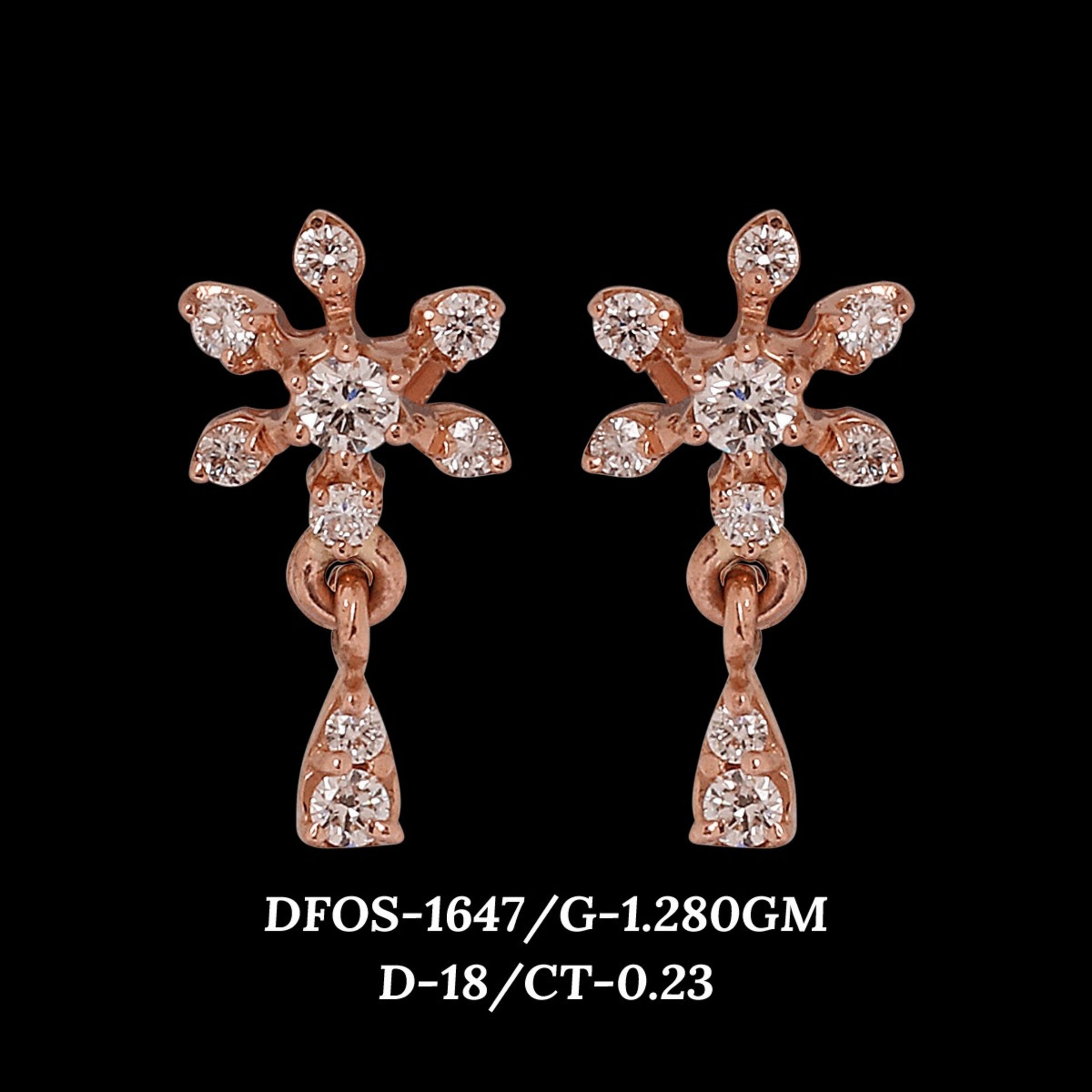 Diamond EARRING With 1.28 Gms of 18 Kt Gold and 0.23 Cts of Certified Natural Diamonds Code: MJ26ER231
