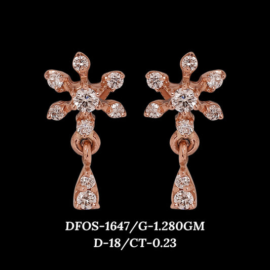 Diamond EARRING With 1.28 Gms of 18 Kt Gold and 0.23 Cts of Certified Natural Diamonds Code: MJ26ER231