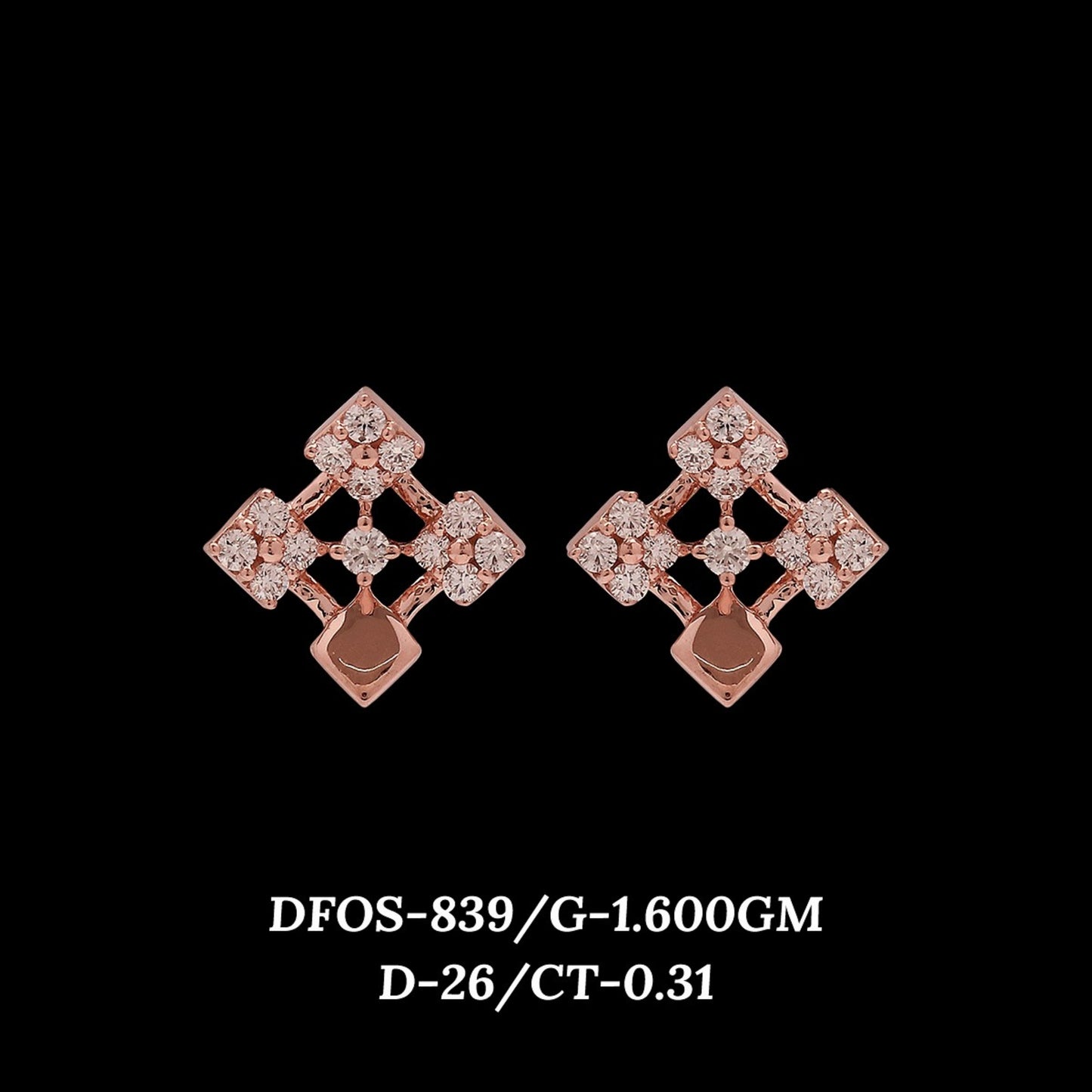 Diamond EARRING With 1.6 Gms of 18 Kt Gold and 0.31 Cts of Certified Natural Diamonds Code: MJ26ER605