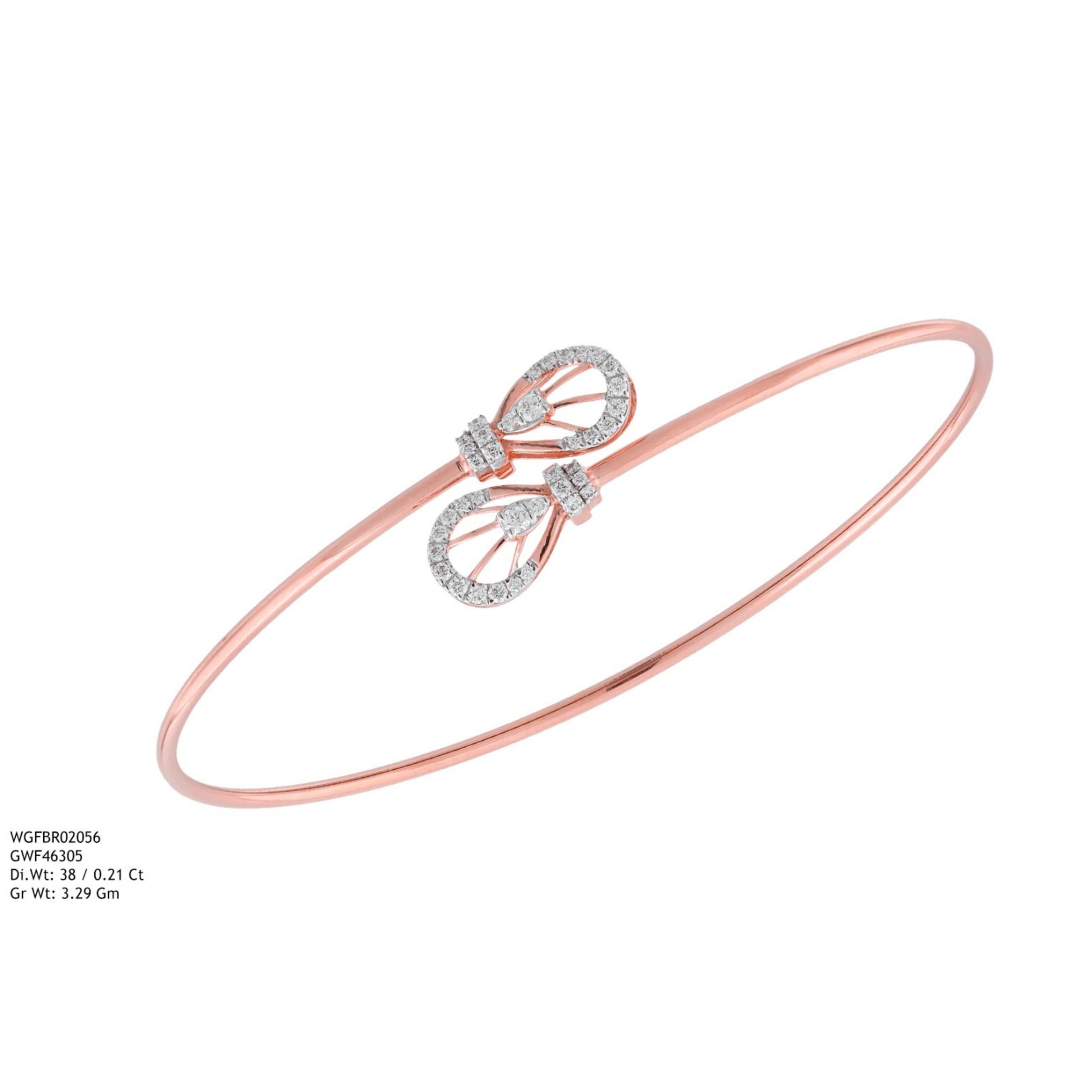Diamond BANGLE With 3.29 Gms of 18 Kt Gold and 0.21 Cts of Certified Natural Diamonds Code: MJ26BG702
