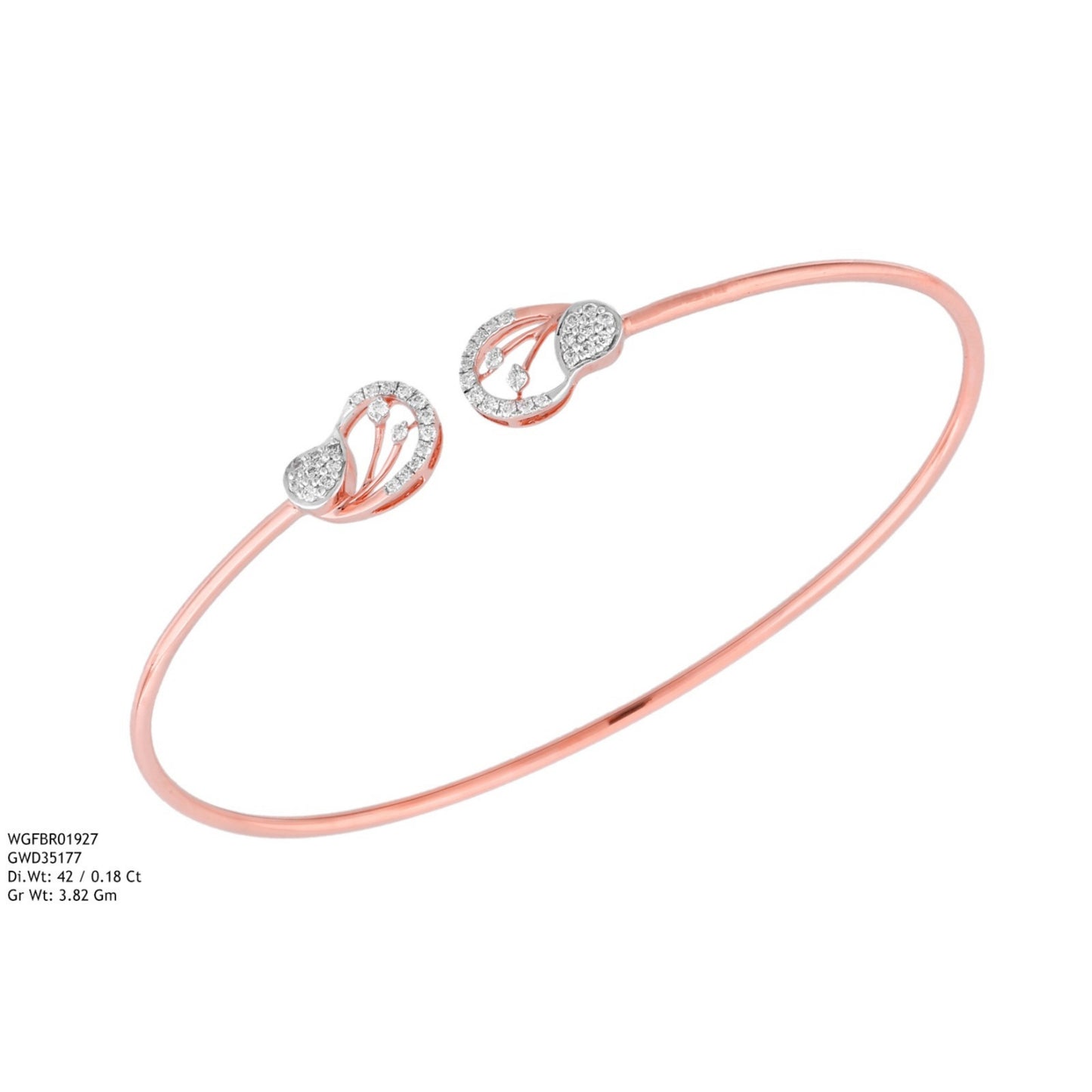 Diamond BANGLE With 3.82 Gms of 18 Kt Gold and 0.18 Cts of Certified Natural Diamonds Code: MJ26BG666