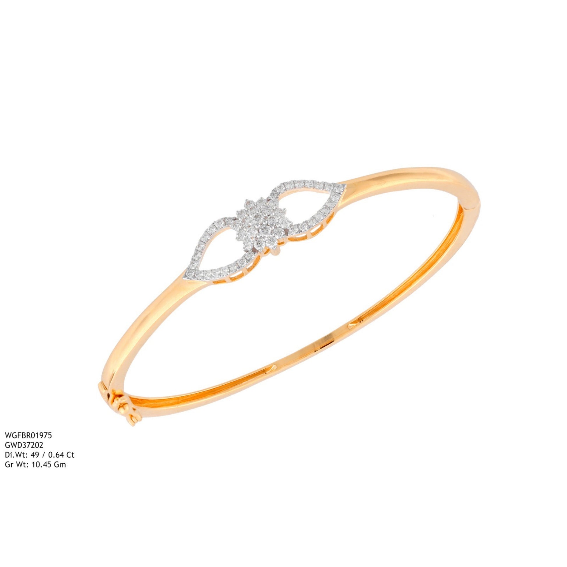 Diamond BANGLE With 10.45 Gms of 18 Kt Gold and 0.64 Cts of Certified Natural Diamonds Code: MJ26BG686
