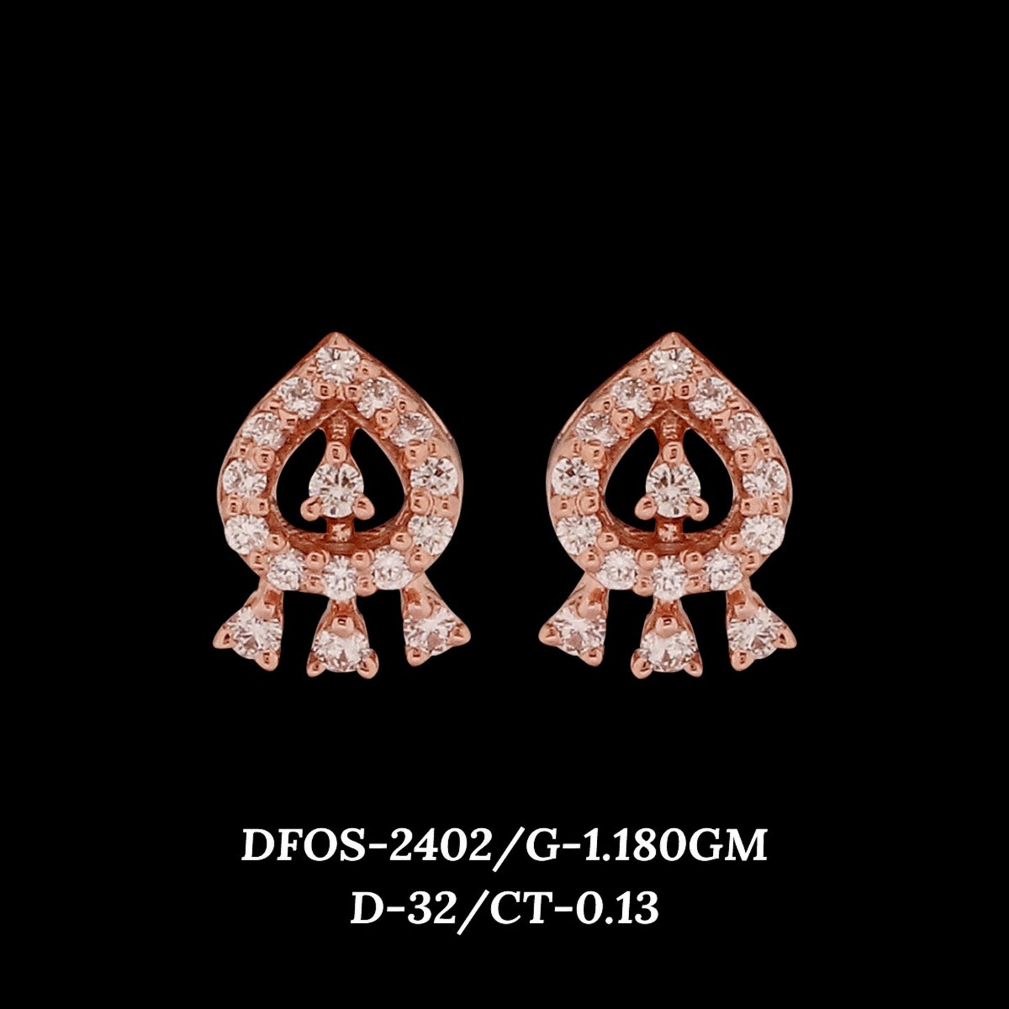 Diamond EARRING With 1.18 Gms of 18 Kt Gold and 0.13 Cts of Certified Natural Diamonds Code: MJ26ER445