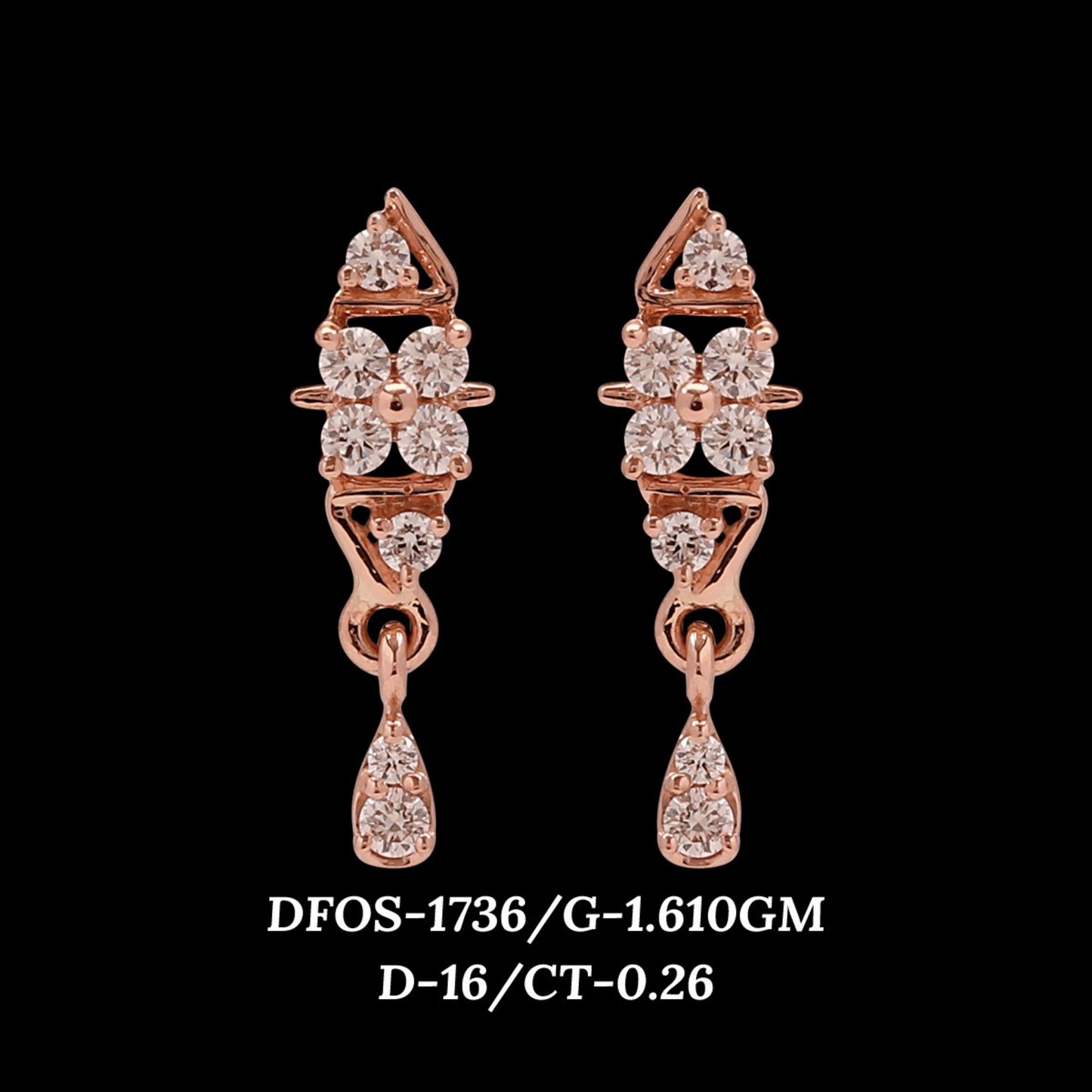 Diamond EARRING With 1.61 Gms of 18 Kt Gold and 0.26 Cts of Certified Natural Diamonds Code: MJ26ER250