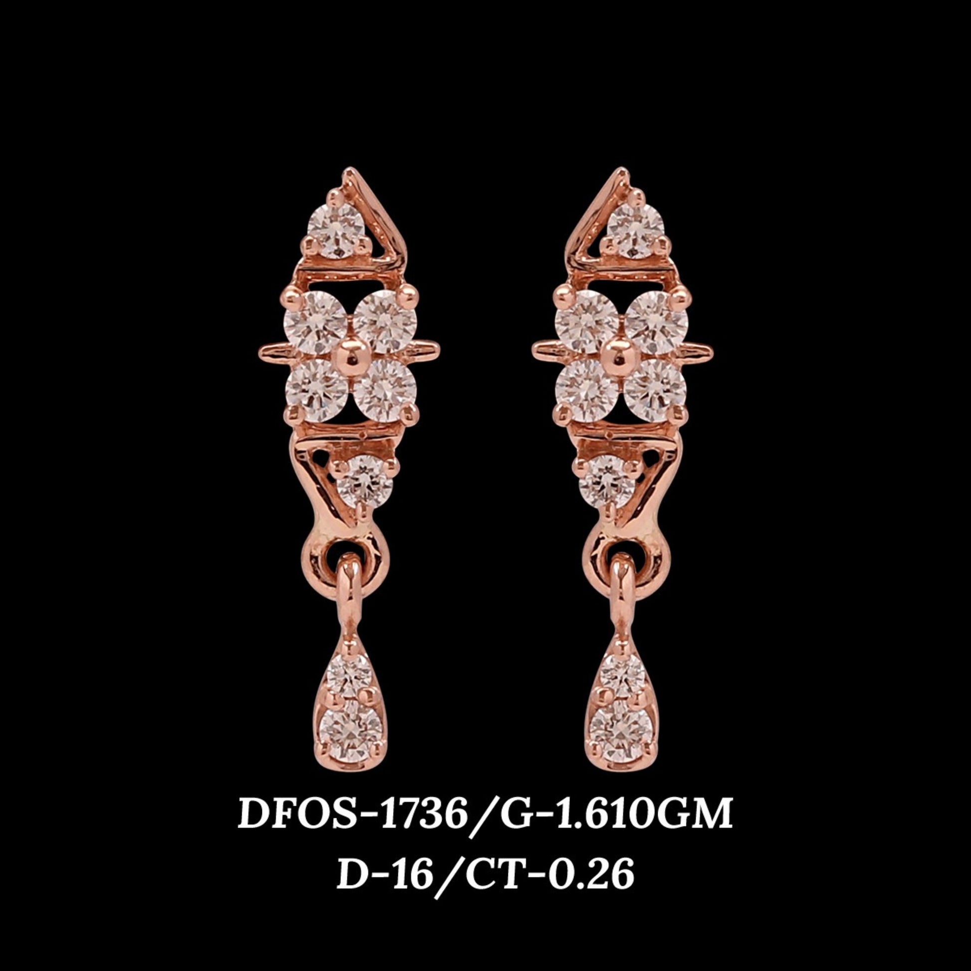 Diamond EARRING With 1.61 Gms of 18 Kt Gold and 0.26 Cts of Certified Natural Diamonds Code: MJ26ER250