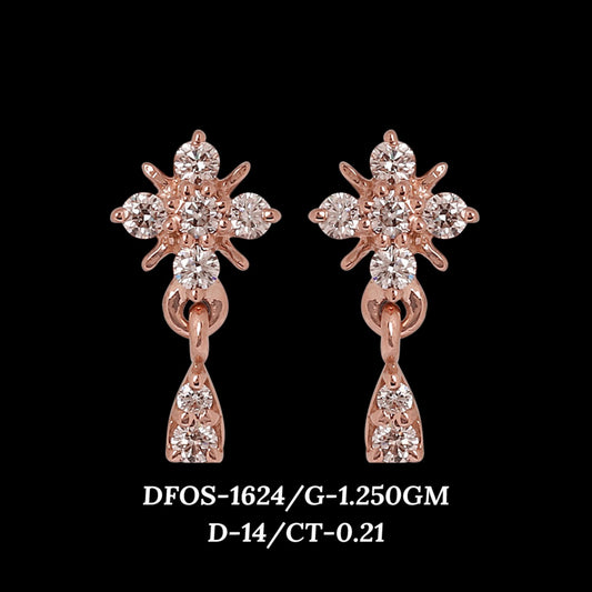 Diamond EARRING With 1.25 Gms of 18 Kt Gold and 0.21 Cts of Certified Natural Diamonds Code: MJ26ER219