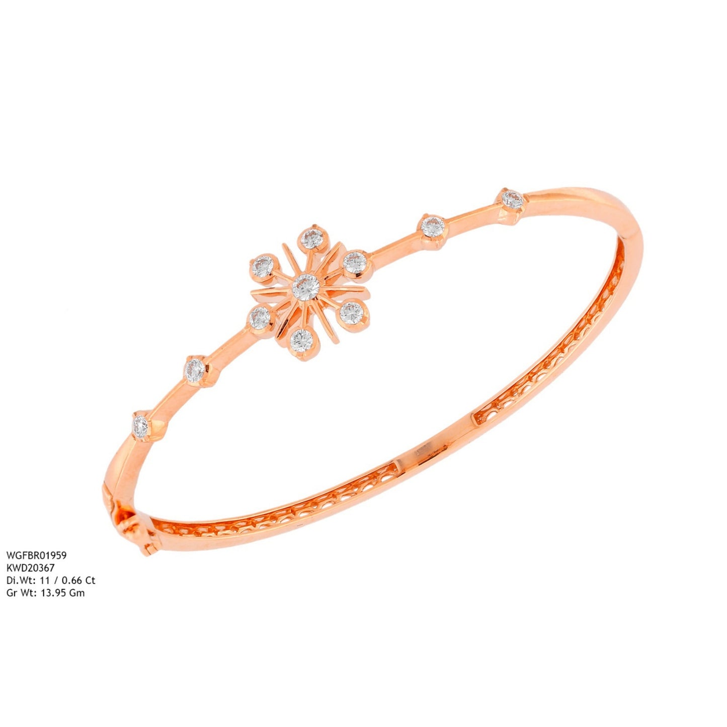 Diamond BANGLE With 13.95 Gms of 18 Kt Gold and 0.66 Cts of Certified Natural Diamonds Code: MJ26BG682
