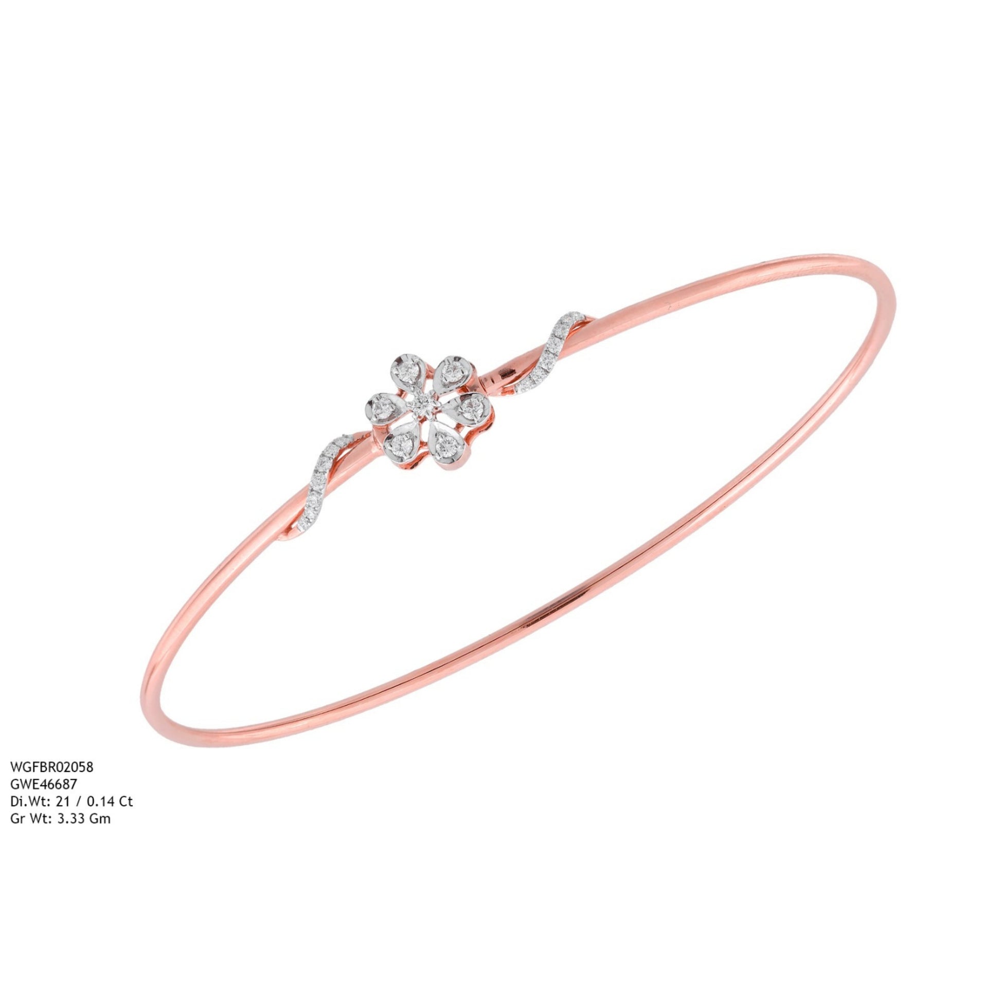Diamond BANGLE With 3.33 Gms of 18 Kt Gold and 0.14 Cts of Certified Natural Diamonds Code: MJ26BG704