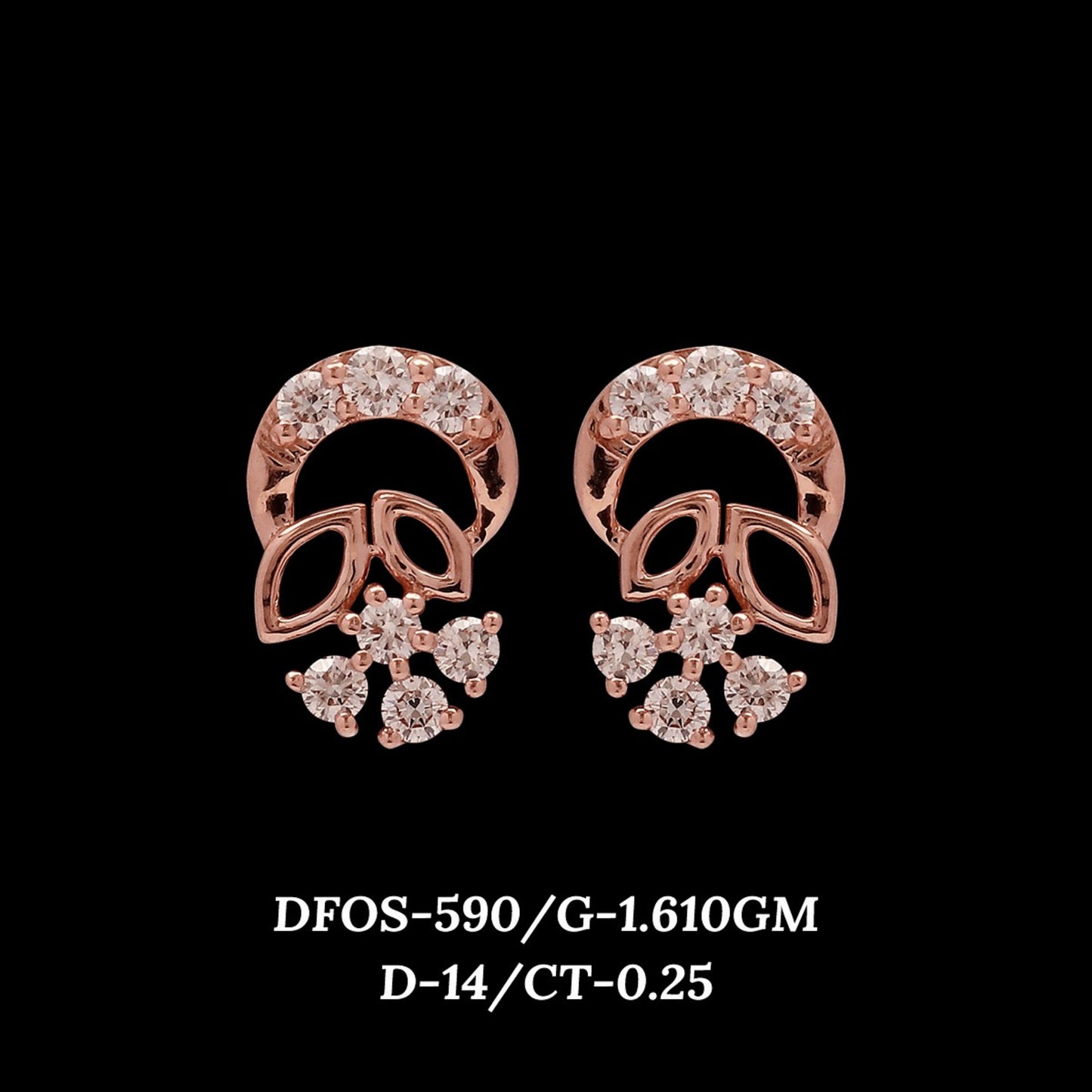 Diamond EARRING With 1.61 Gms of 18 Kt Gold and 0.25 Cts of Certified Natural Diamonds Code: MJ26ER559