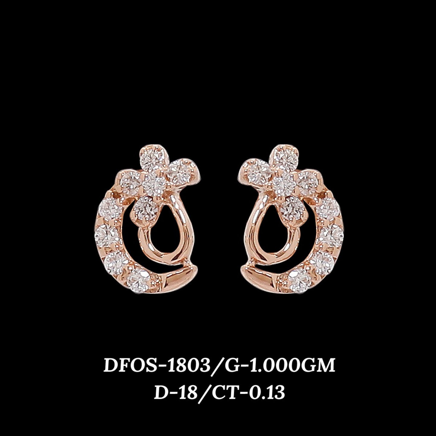 Diamond EARRING With 1 Gms of 18 Kt Gold and 0.13 Cts of Certified Natural Diamonds Code: MJ26ER286