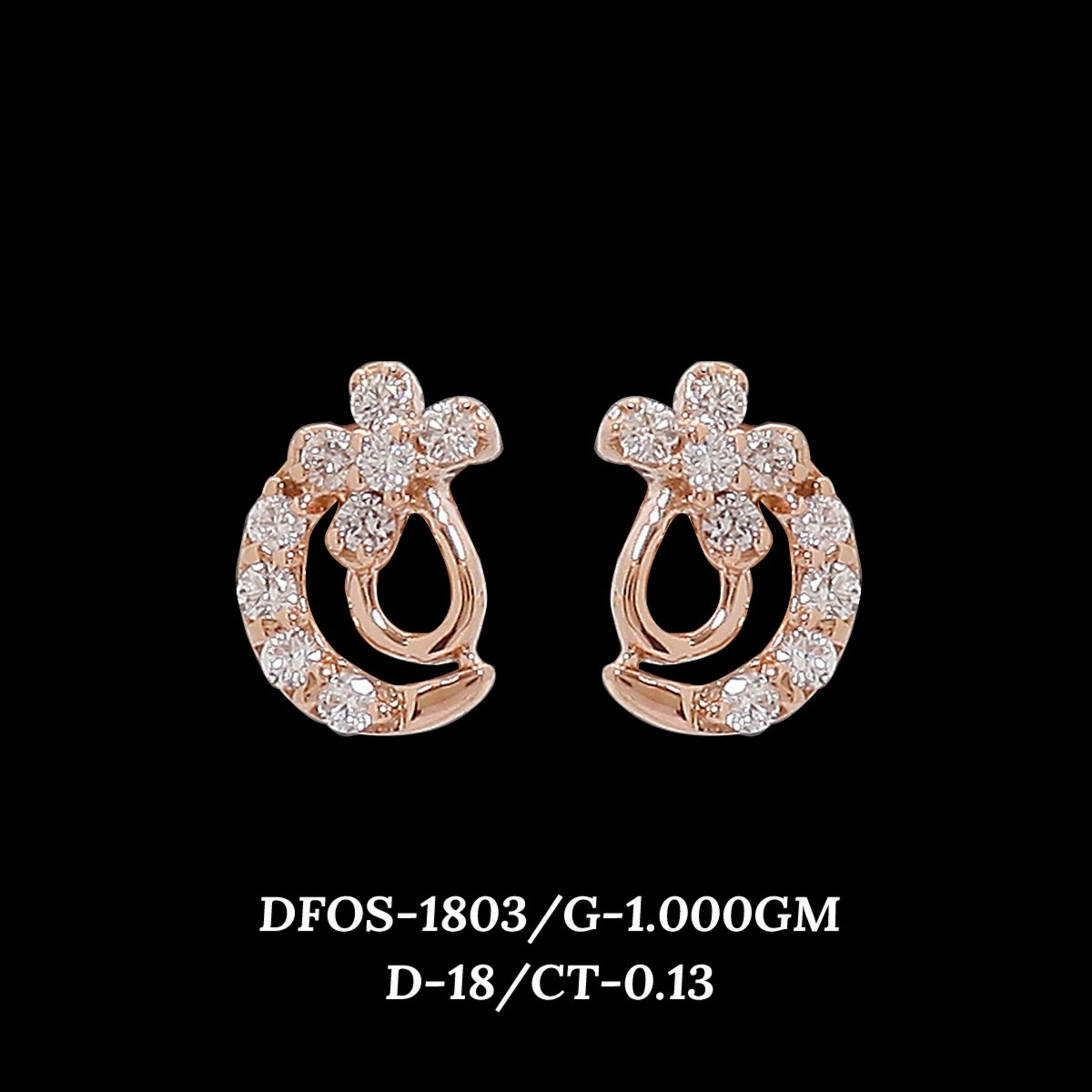 Diamond EARRING With 1 Gms of 18 Kt Gold and 0.13 Cts of Certified Natural Diamonds Code: MJ26ER286