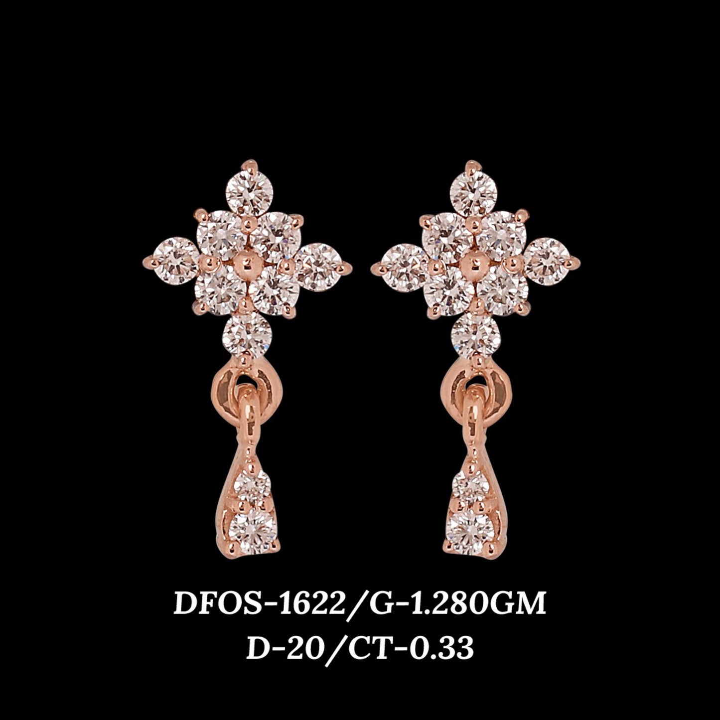 Diamond EARRING With 1.28 Gms of 18 Kt Gold and 0.33 Cts of Certified Natural Diamonds Code: MJ26ER217