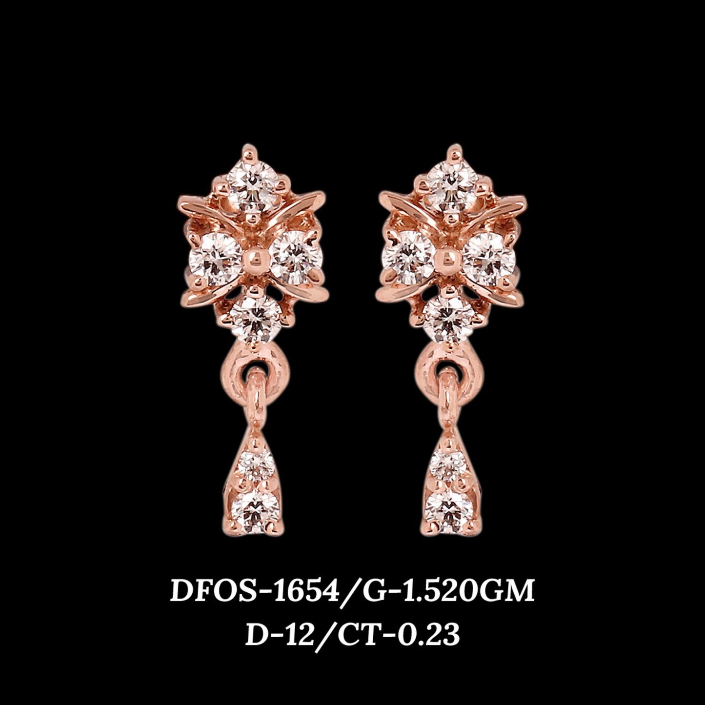 Diamond EARRING With 1.52 Gms of 18 Kt Gold and 0.23 Cts of Certified Natural Diamonds Code: MJ26ER235