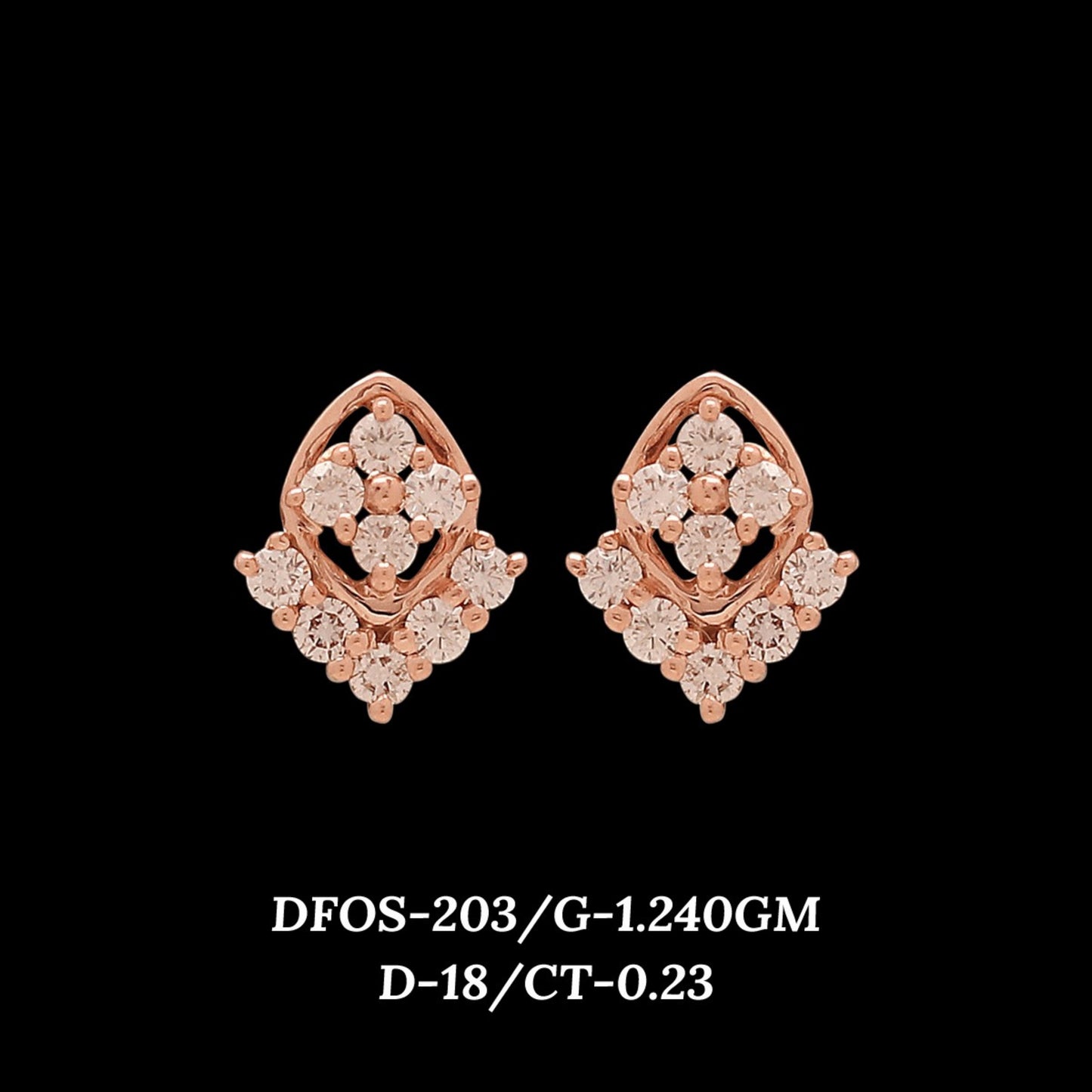 Diamond EARRING With 1.24 Gms of 18 Kt Gold and 0.23 Cts of Certified Natural Diamonds Code: MJ26ER344