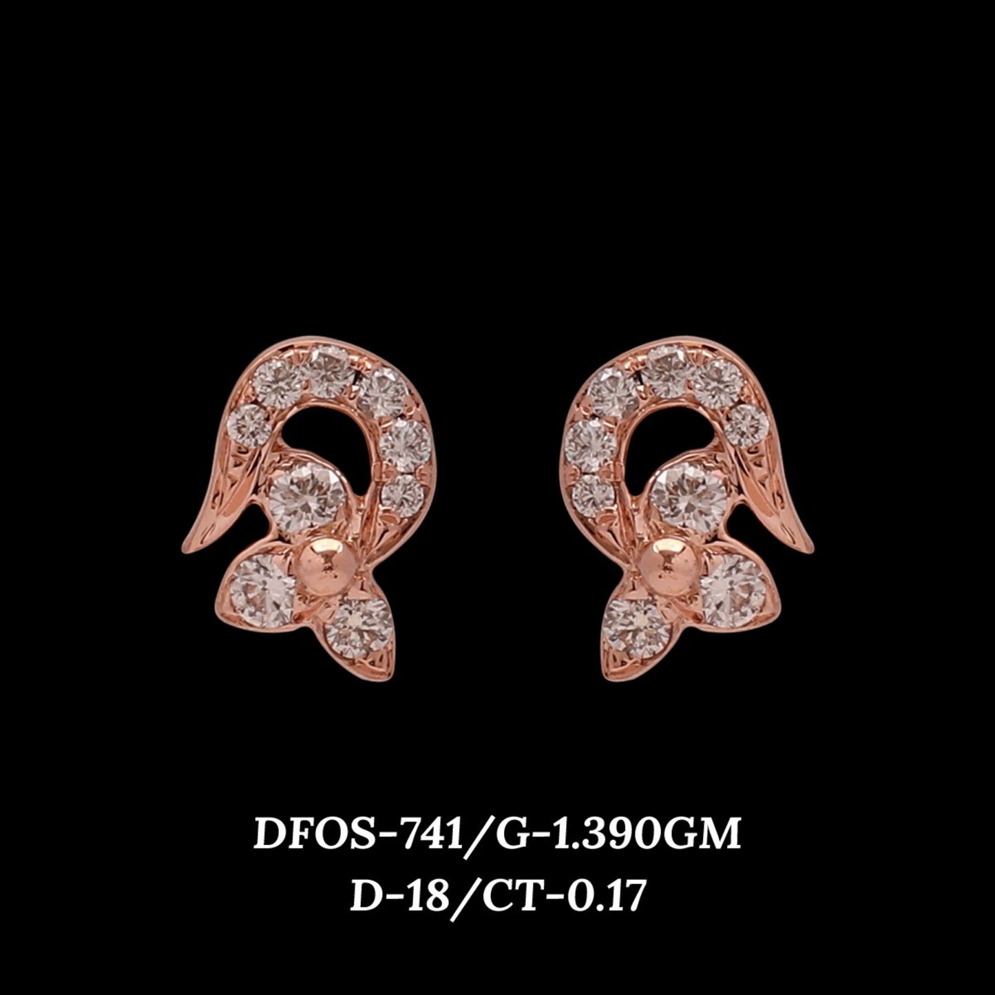 Diamond EARRING With 1.39 Gms of 18 Kt Gold and 0.17 Cts of Certified Natural Diamonds Code: MJ26ER591