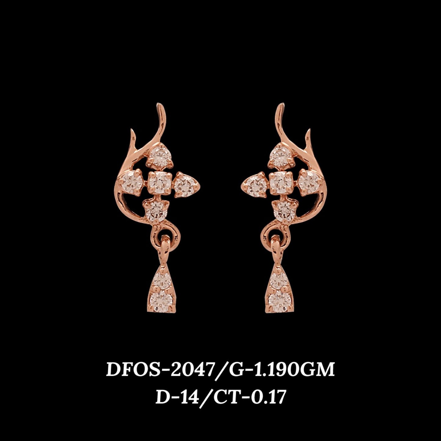 Diamond EARRING With 1.19 Gms of 18 Kt Gold and 0.17 Cts of Certified Natural Diamonds Code: MJ26ER350