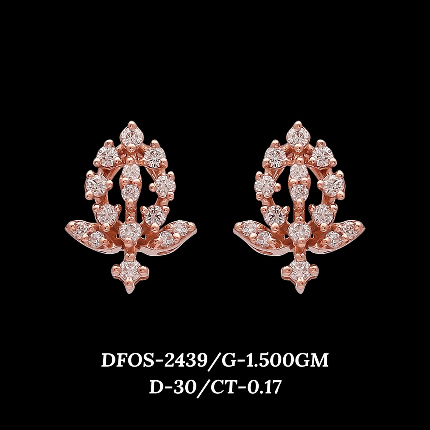 Diamond EARRING With 1.5 Gms of 18 Kt Gold and 0.17 Cts of Certified Natural Diamonds Code: MJ26ER454