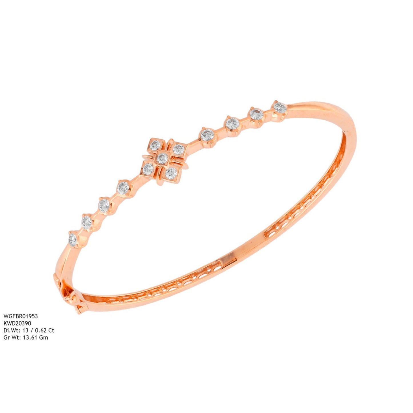Diamond BANGLE With 13.61 Gms of 18 Kt Gold and 0.62 Cts of Certified Natural Diamonds Code: MJ26BG677