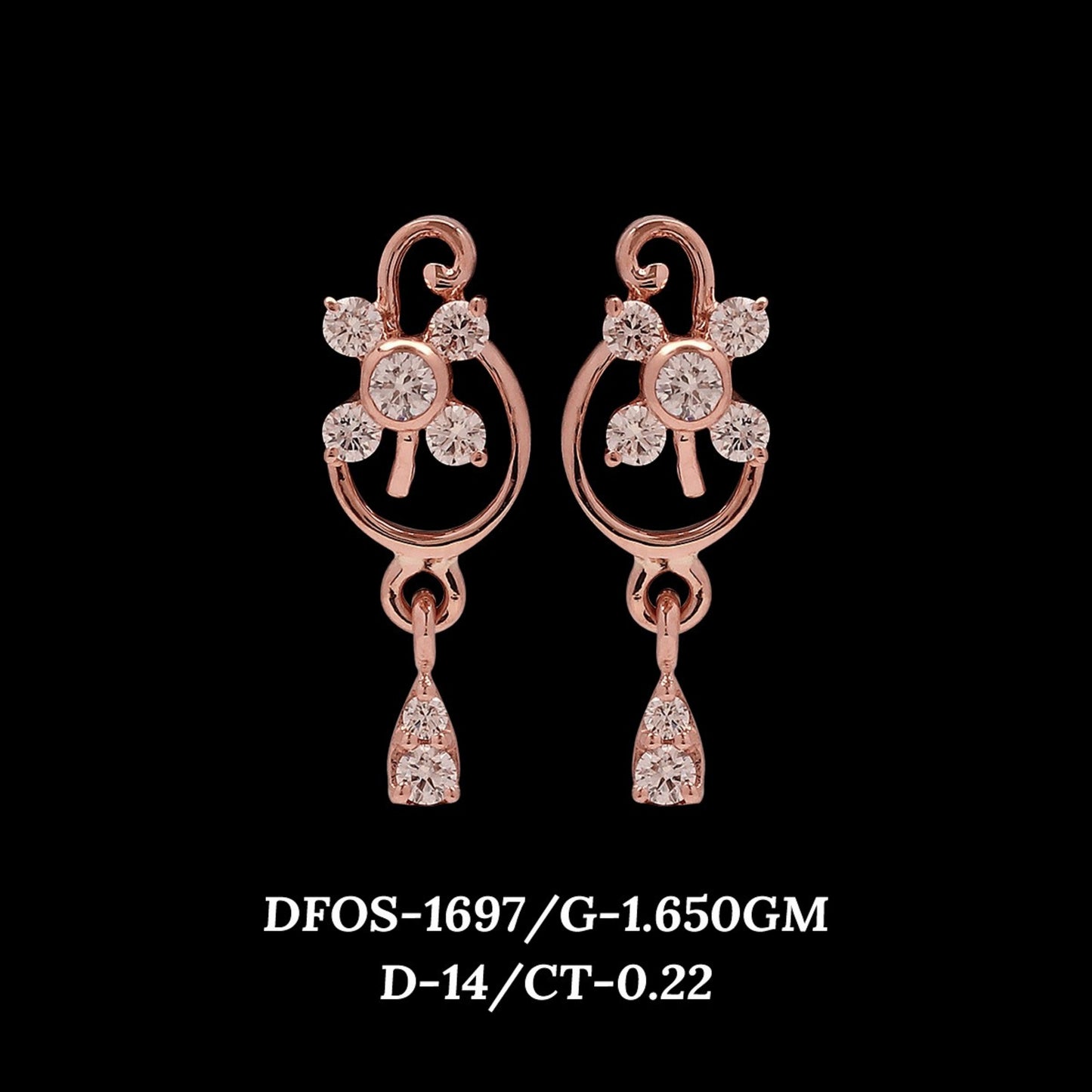 Diamond EARRING With 1.65 Gms of 18 Kt Gold and 0.22 Cts of Certified Natural Diamonds Code: MJ26ER242
