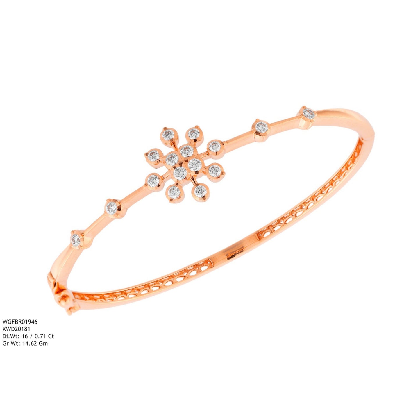 Diamond BANGLE With 14.62 Gms of 18 Kt Gold and 0.71 Cts of Certified Natural Diamonds Code: MJ26BG671