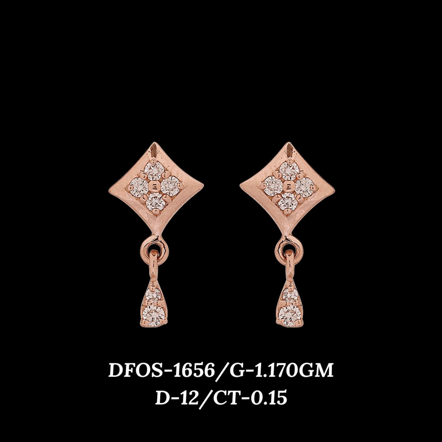 Diamond EARRING With 1.17 Gms of 18 Kt Gold and 0.15 Cts of Certified Natural Diamonds Code: MJ26ER236