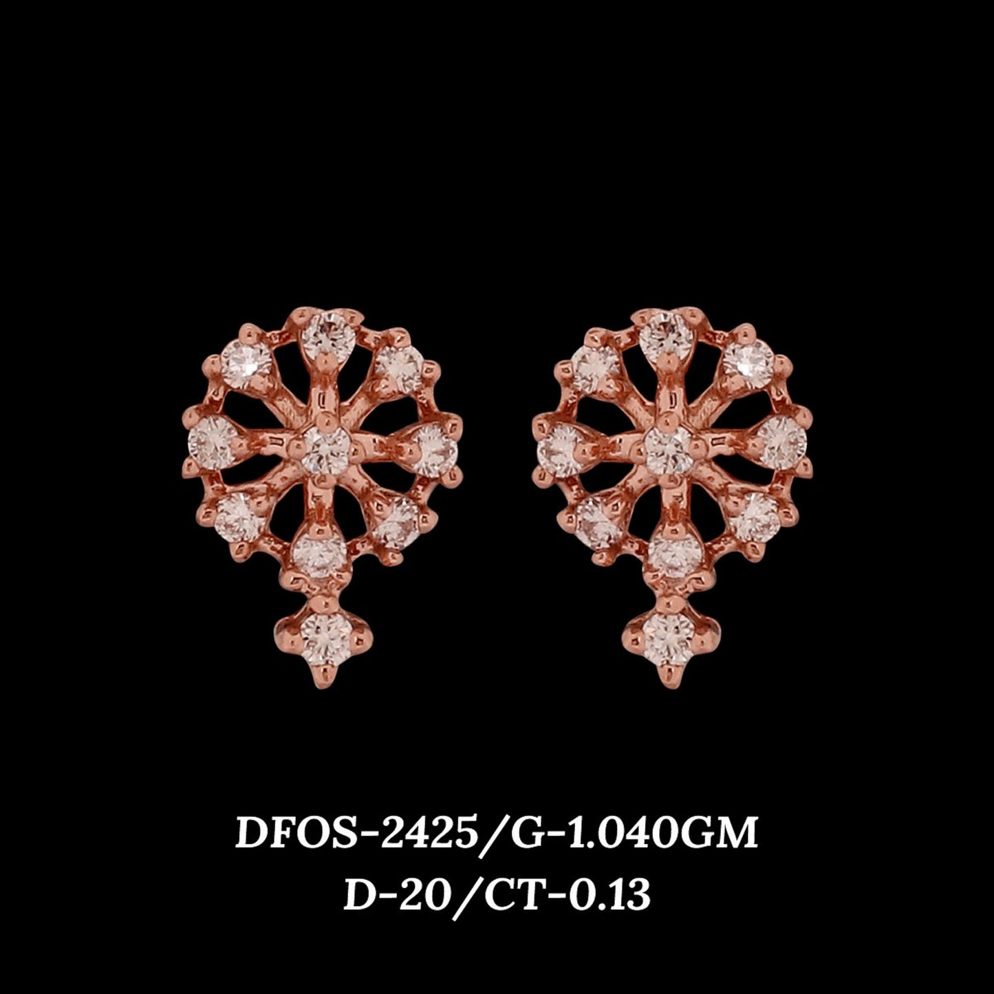 Diamond EARRING With 1.04 Gms of 18 Kt Gold and 0.13 Cts of Certified Natural Diamonds Code: MJ26ER449