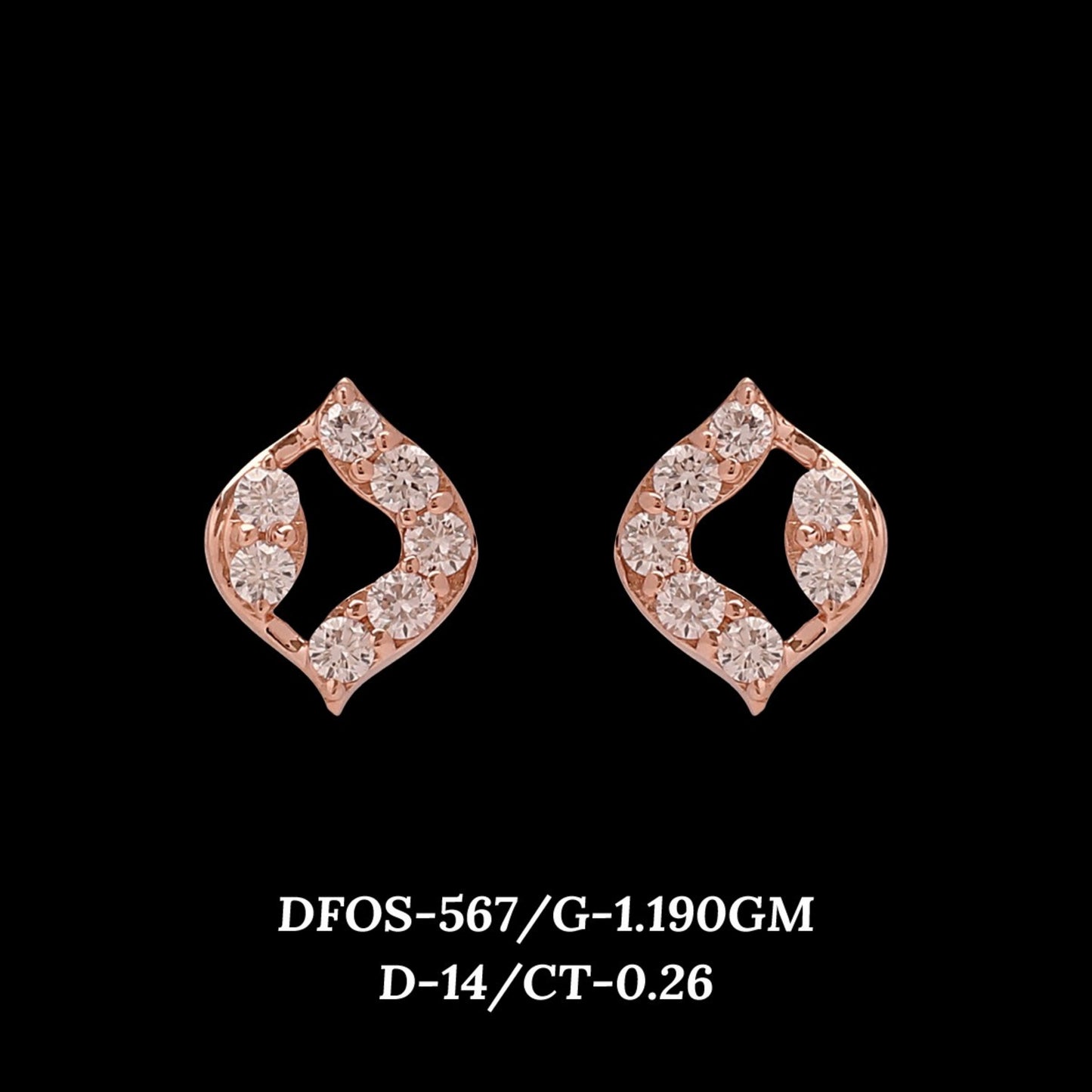 Diamond EARRING With 1.19 Gms of 18 Kt Gold and 0.26 Cts of Certified Natural Diamonds Code: MJ26ER553
