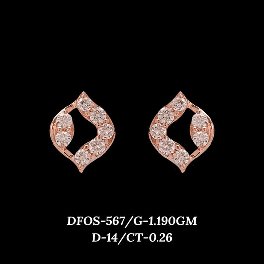 Diamond EARRING With 1.19 Gms of 18 Kt Gold and 0.26 Cts of Certified Natural Diamonds Code: MJ26ER553
